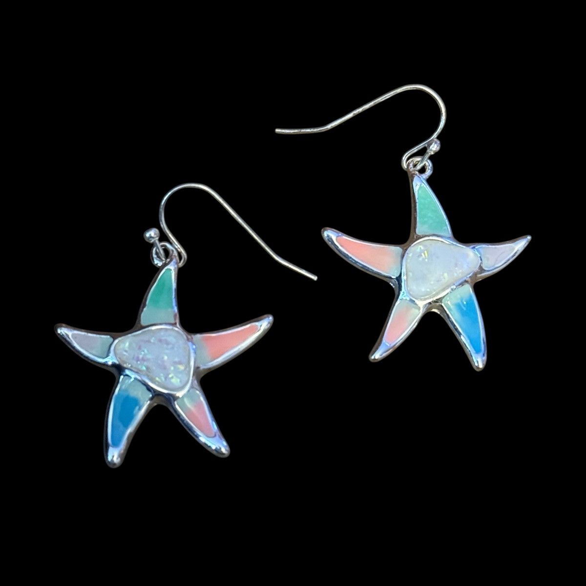 Other Silver tone multicolor mosaic starfish dangle earrings Size ONE SIZE - 1 Thumbnail