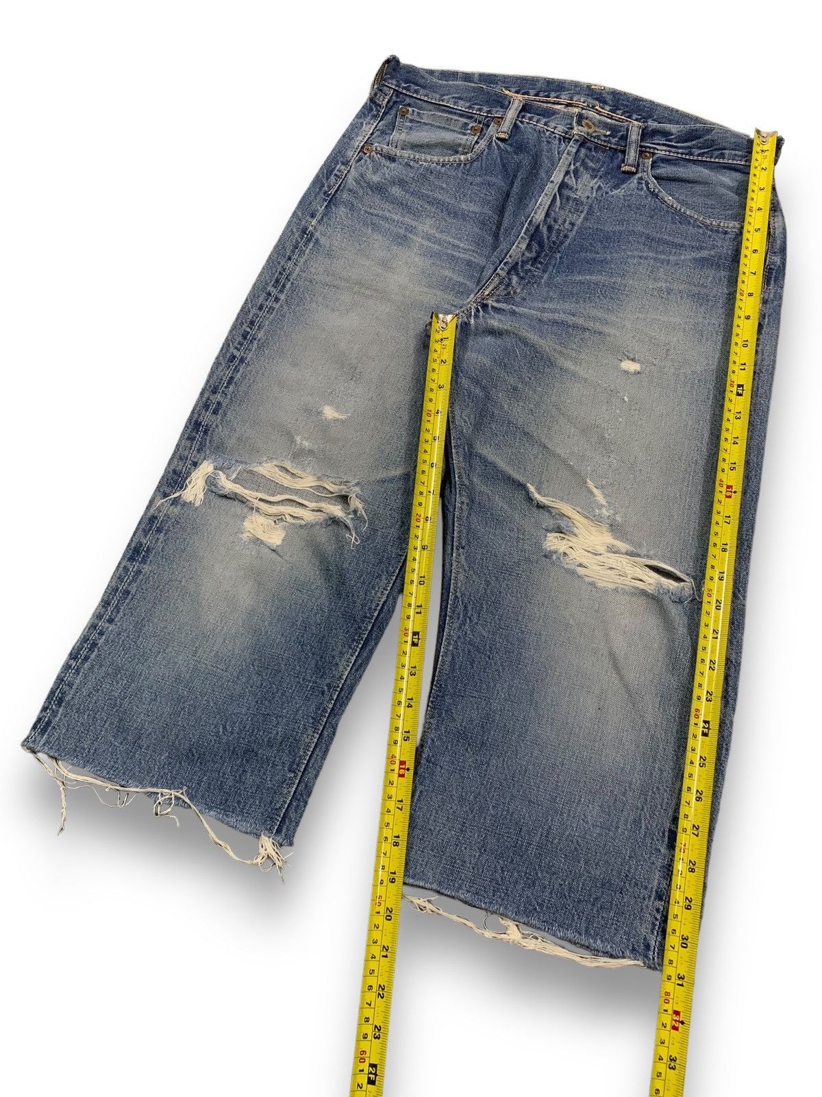 Sugar Cane Vintage 90s Warehouse & Co Selvedge Loose Distressed Jorts Size US 33 - 17 Thumbnail