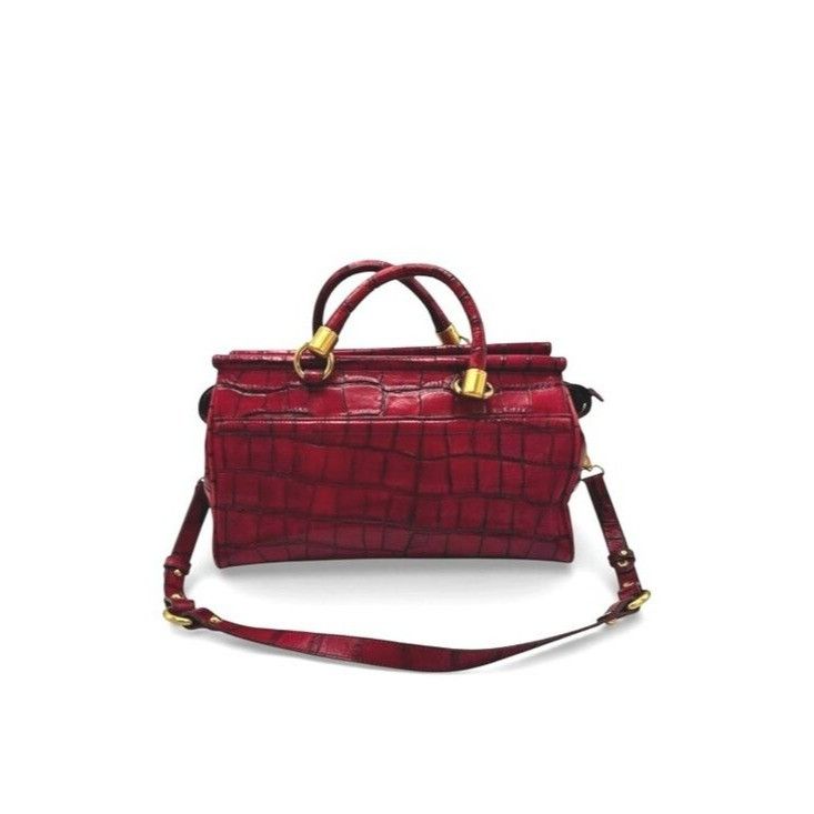 BRAHMIN Brahmin Elegant Crocodile-Embossed Red Leather Satchel Handb Size ONE SIZE - 4 Thumbnail