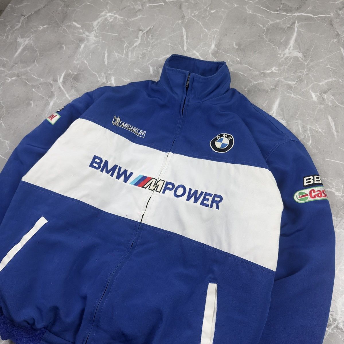 BMW Vintage BMW M Power Michelin Castrol BBS Blue Bomber Jacket Size US XL / EU 56 / 4 - 2 Thumbnail