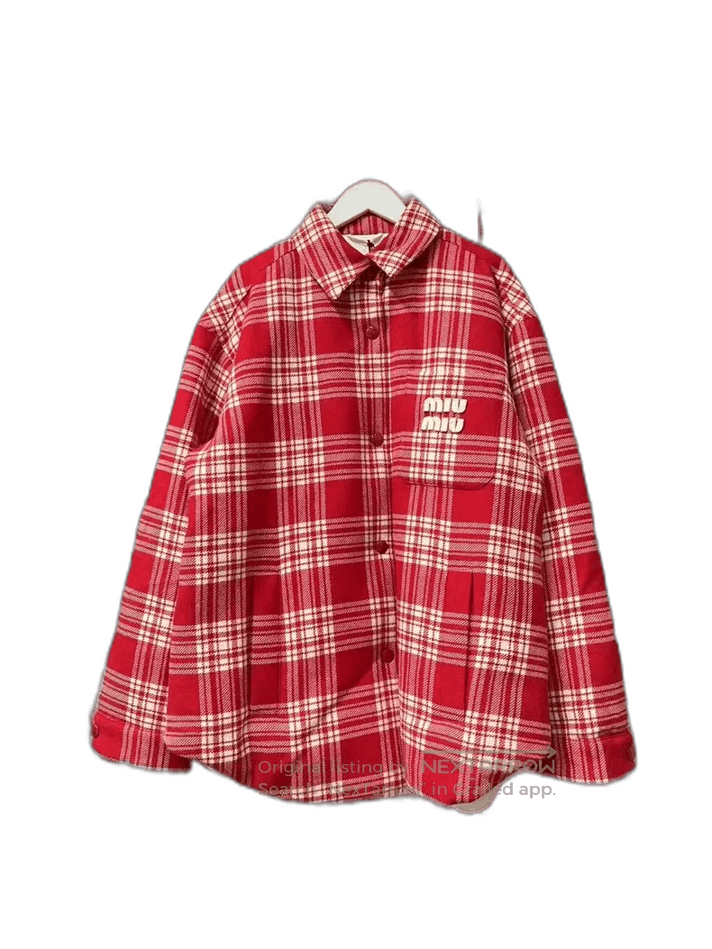 Miu Miu MiuMiu Red Plaid Cotton Jacket with Pockets. Size US M / EU 48-50 / 2 - 1 Thumbnail