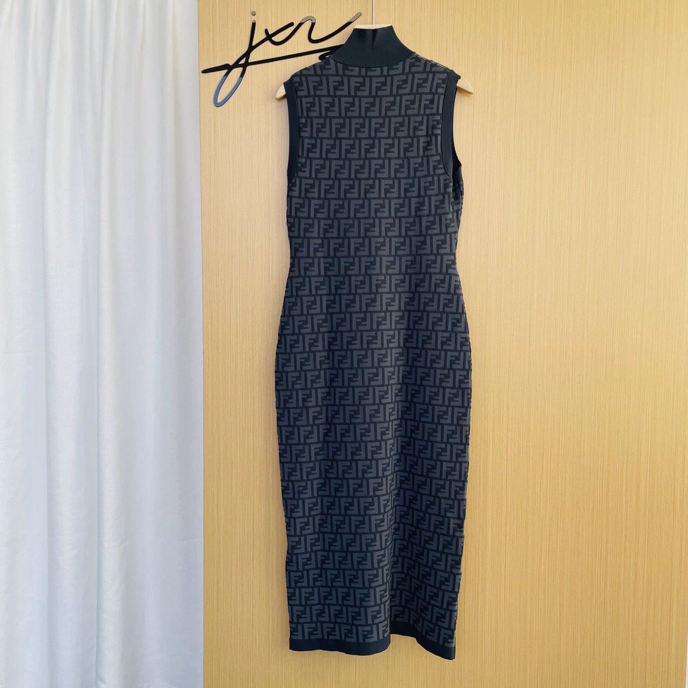 Fendi FENDI Women's 99 New Logo Turtleneck Sleeveless Blue Dress 42 Size M / US 6-8 / IT 42-44 - 2 Thumbnail