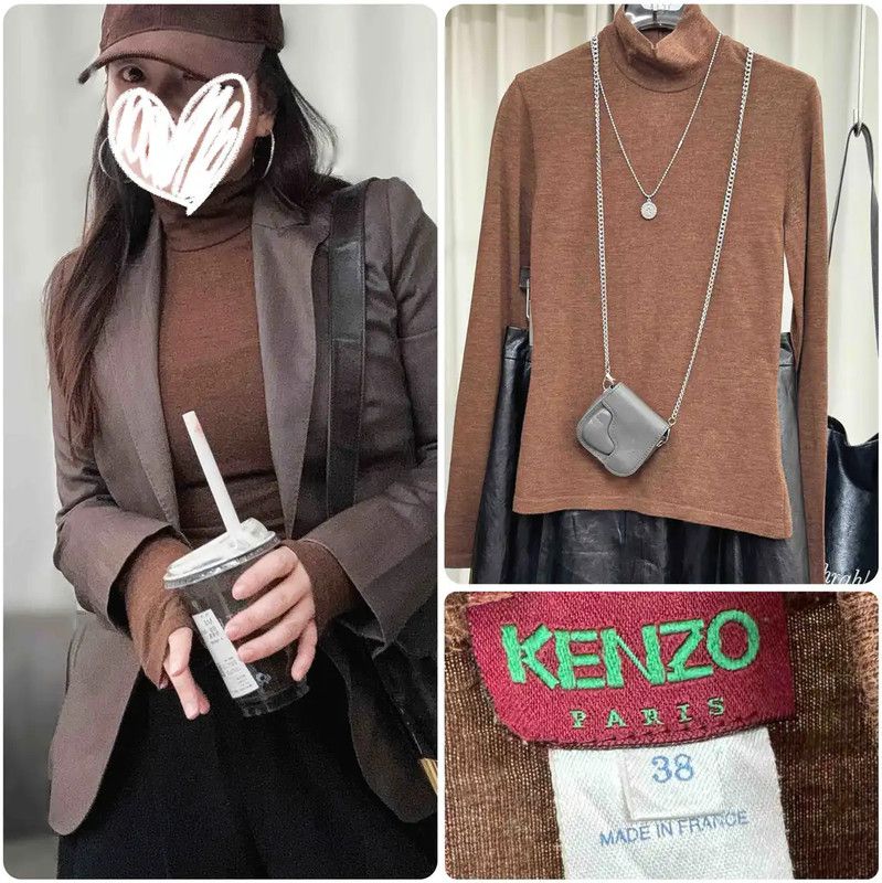 Kenzo KENZO Brown Wool Turtleneck Sweater for Women 0089 Size S / US 4 / IT 40 - 1 Thumbnail