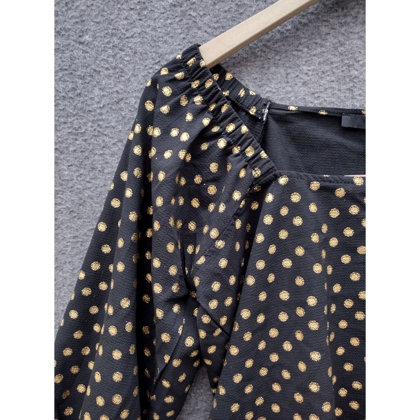 Vintage Harve Benard Blouse Off Shoulder 3/4 Sleeve Polka Dot Gold Black L Womens Size L / US 10 / IT 46 - 7 Thumbnail