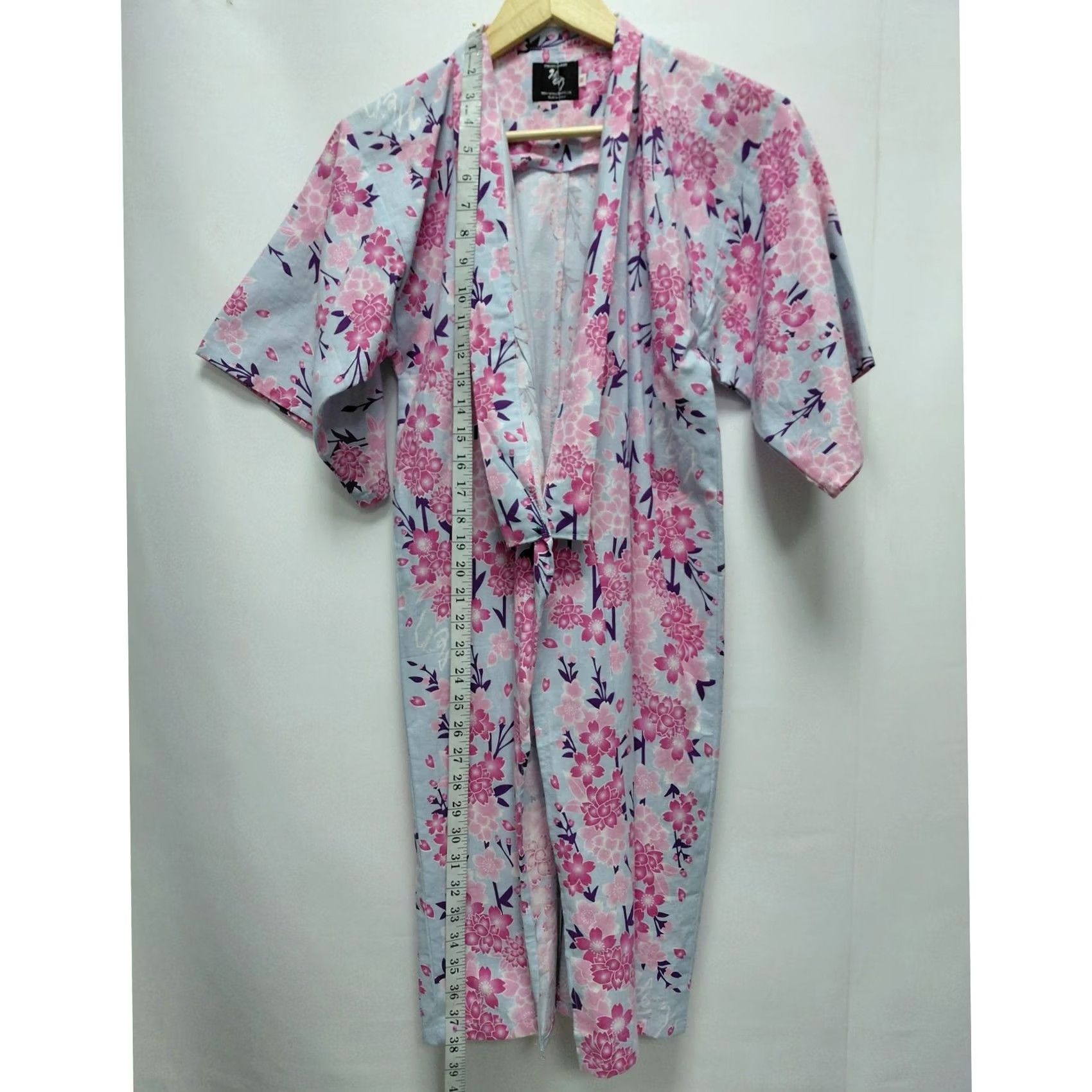 Pinko Produced by Hey Floral Kimono Robe Pink 3/4 Sleeve V-Neck Women Size M Size ONE SIZE - 6 Thumbnail