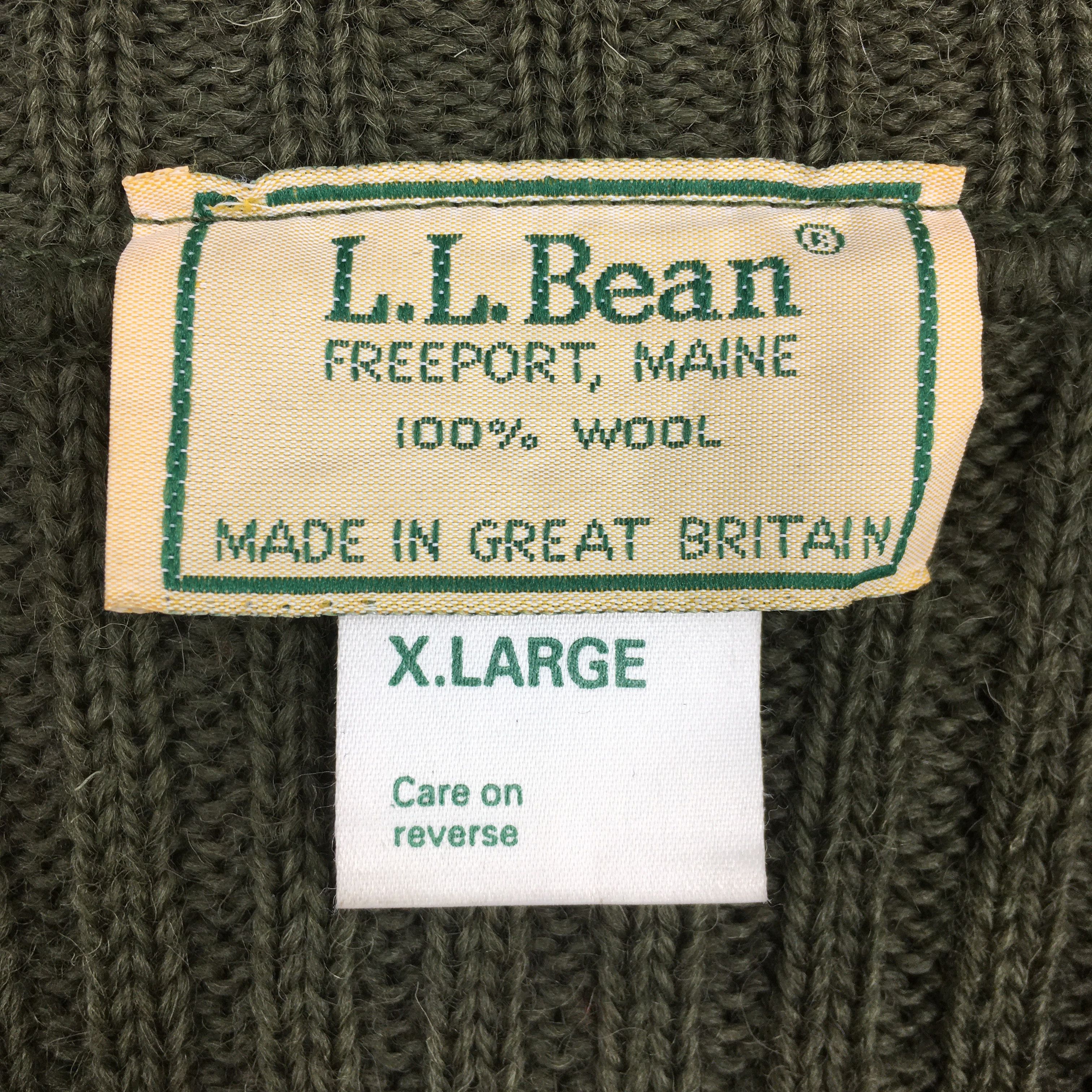 L.L. Bean Vintage 80s LL Bean Dark Green Merino Wool Sweater XLarge Size US XL / EU 56 / 4 - 5 Thumbnail