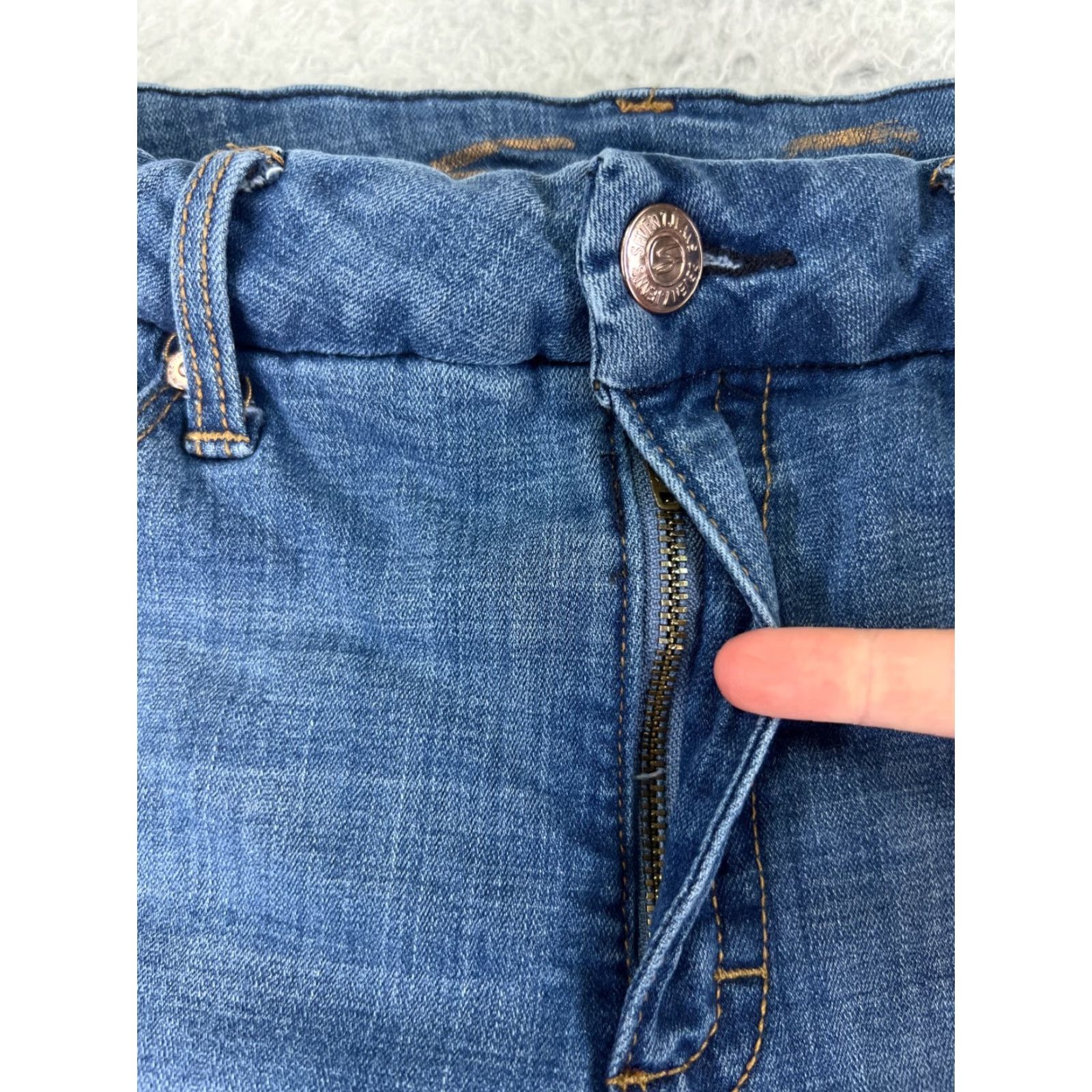 Vintage Seven7 Jeans Women 16 Blue Denim Distressed Tummyless High Rise Skinny Size 38" / US 16 / IT 52 - 5 Thumbnail