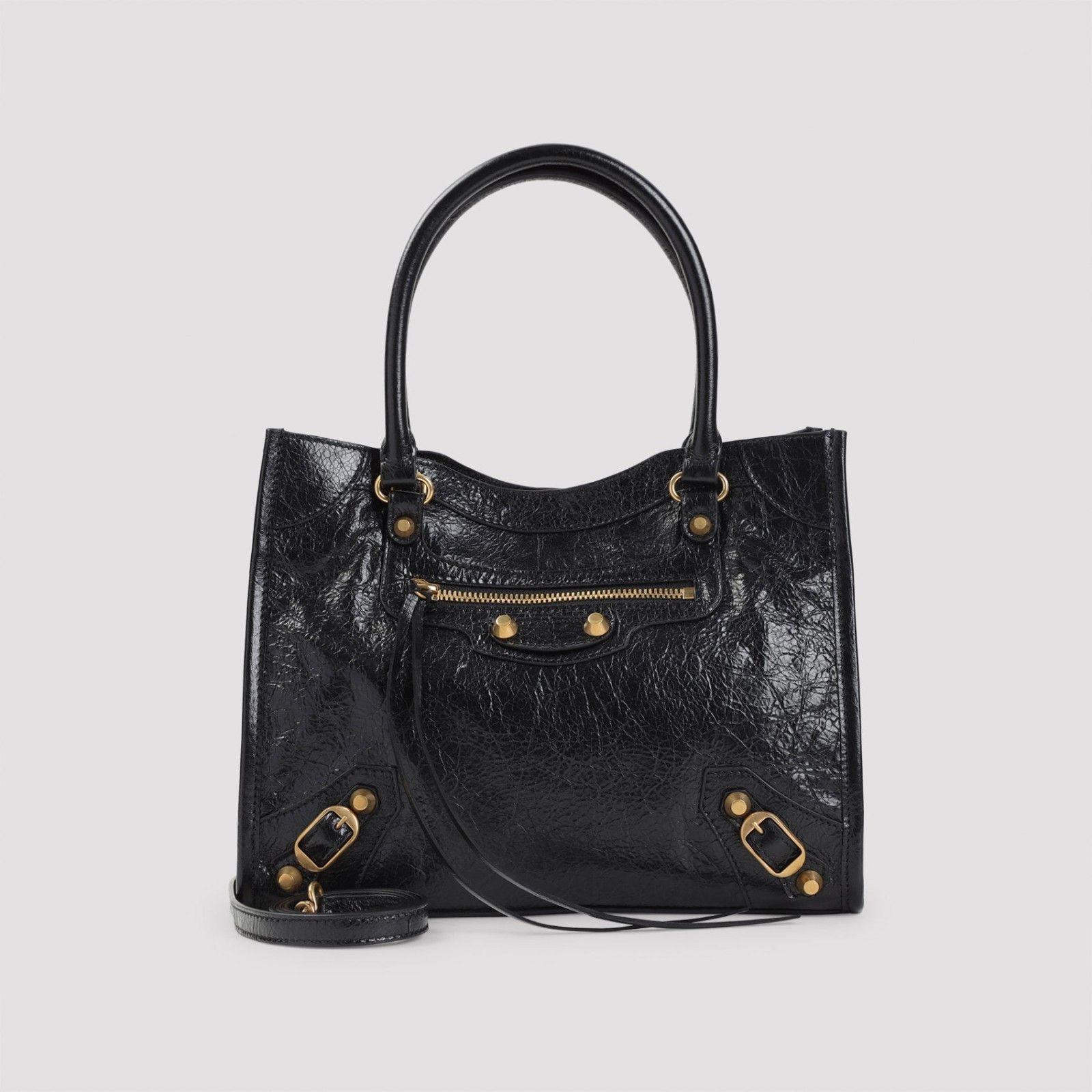 BALENCIAGA Le City Mini Black/Gold Top Handle Bag New & Auth