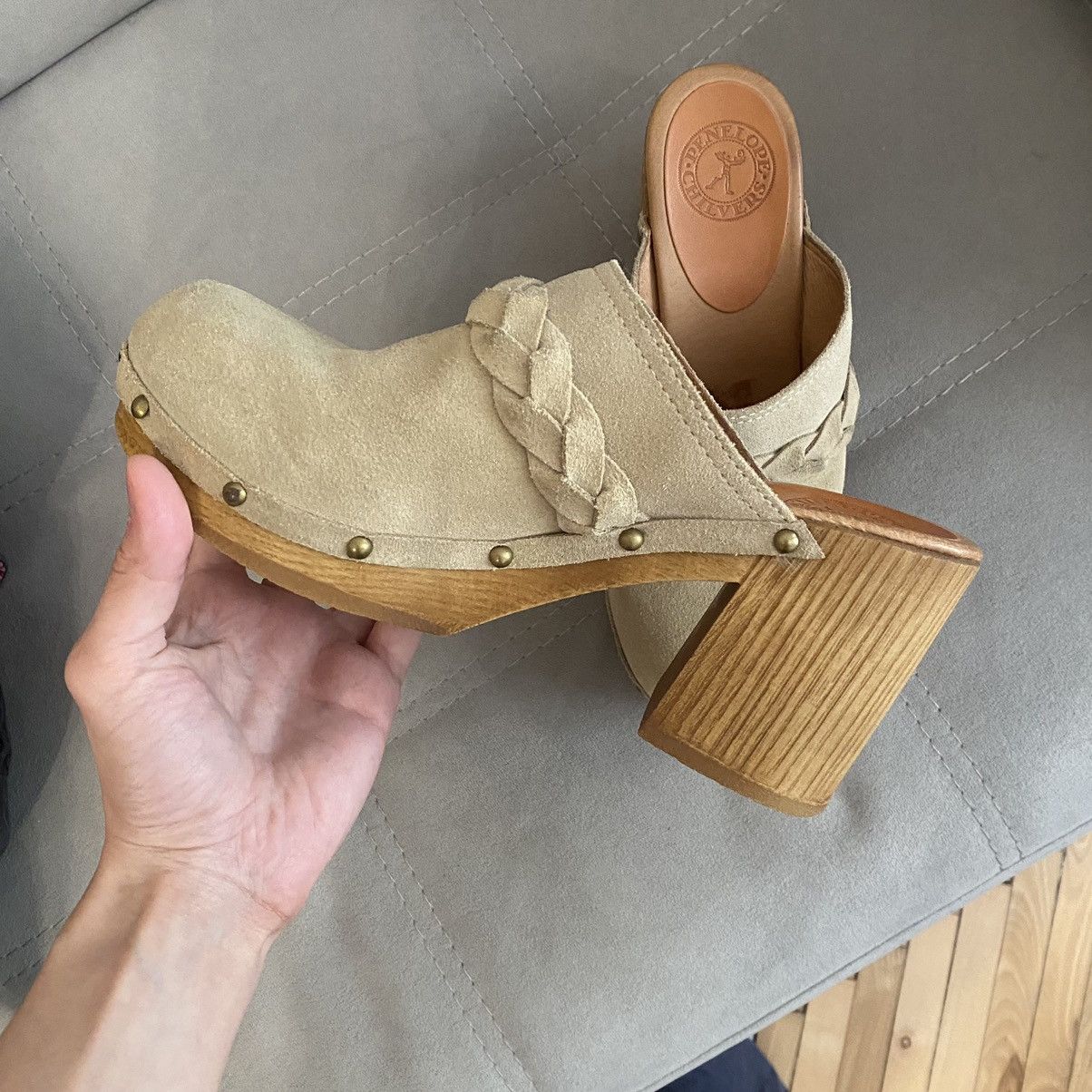 Vintage Vintage Swedish Style Wooden Heeled Mules Y2K Size US 8 / IT 38 - 1 Thumbnail