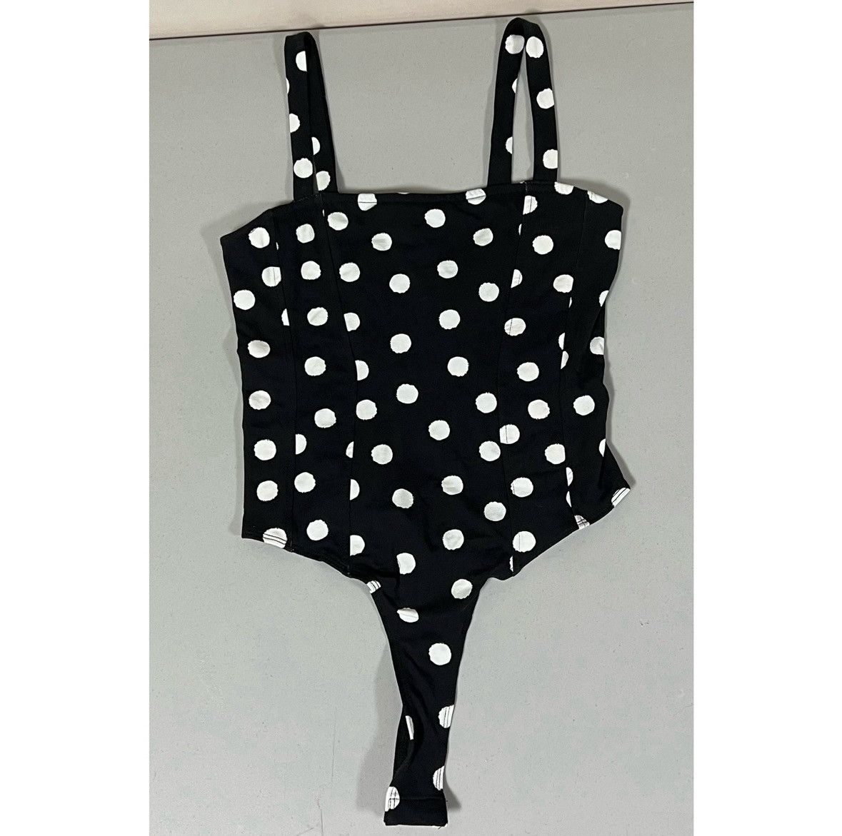 Vintage Black White Polka Dot Top Shirt Blouse Bodysuit Size M 🤍🖤 Size M / US 6-8 / IT 42-44 - 3 Thumbnail