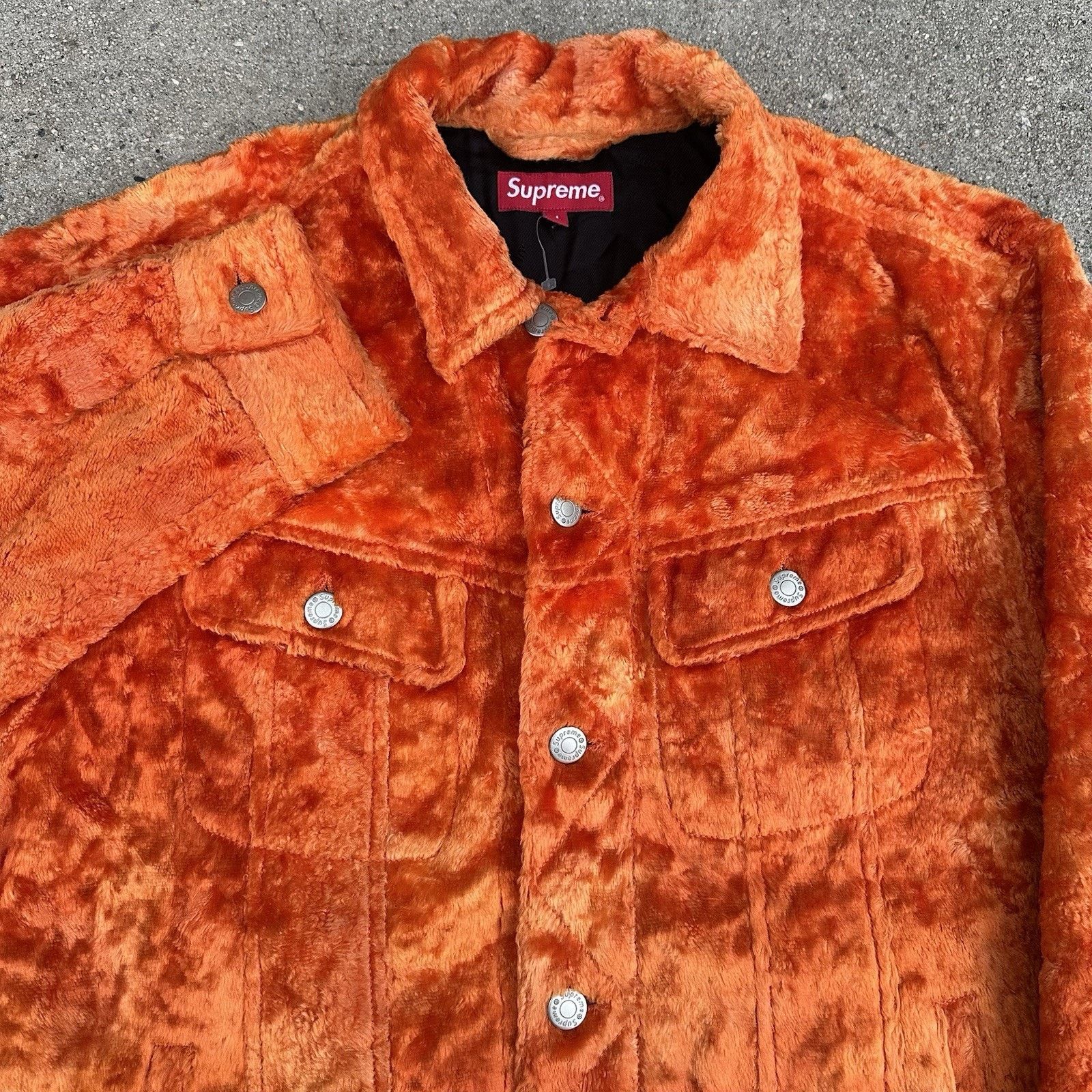 Hypebeast × Supreme Supreme NYC Fuzzy Pile Orange Trucker Jacket Sz M SS19 Size US M / EU 48-50 / 2 - 2 Thumbnail