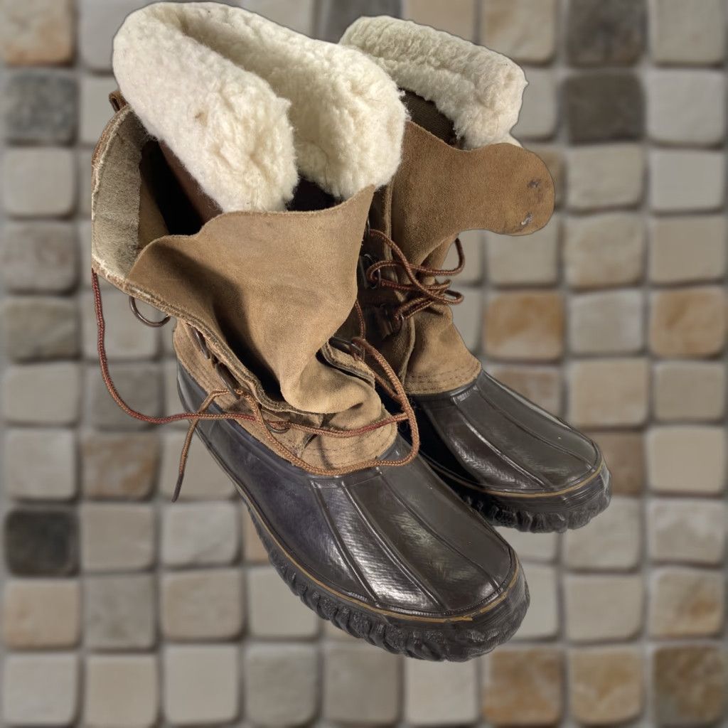 Vintage VINTAGE LaCrosse Duck Boots Men 9 Brown Leather Lace Up Removable Liner Steel Shank Snow Boot Leather Upper VTG Size US 9 / EU 42 - 1 Thumbnail