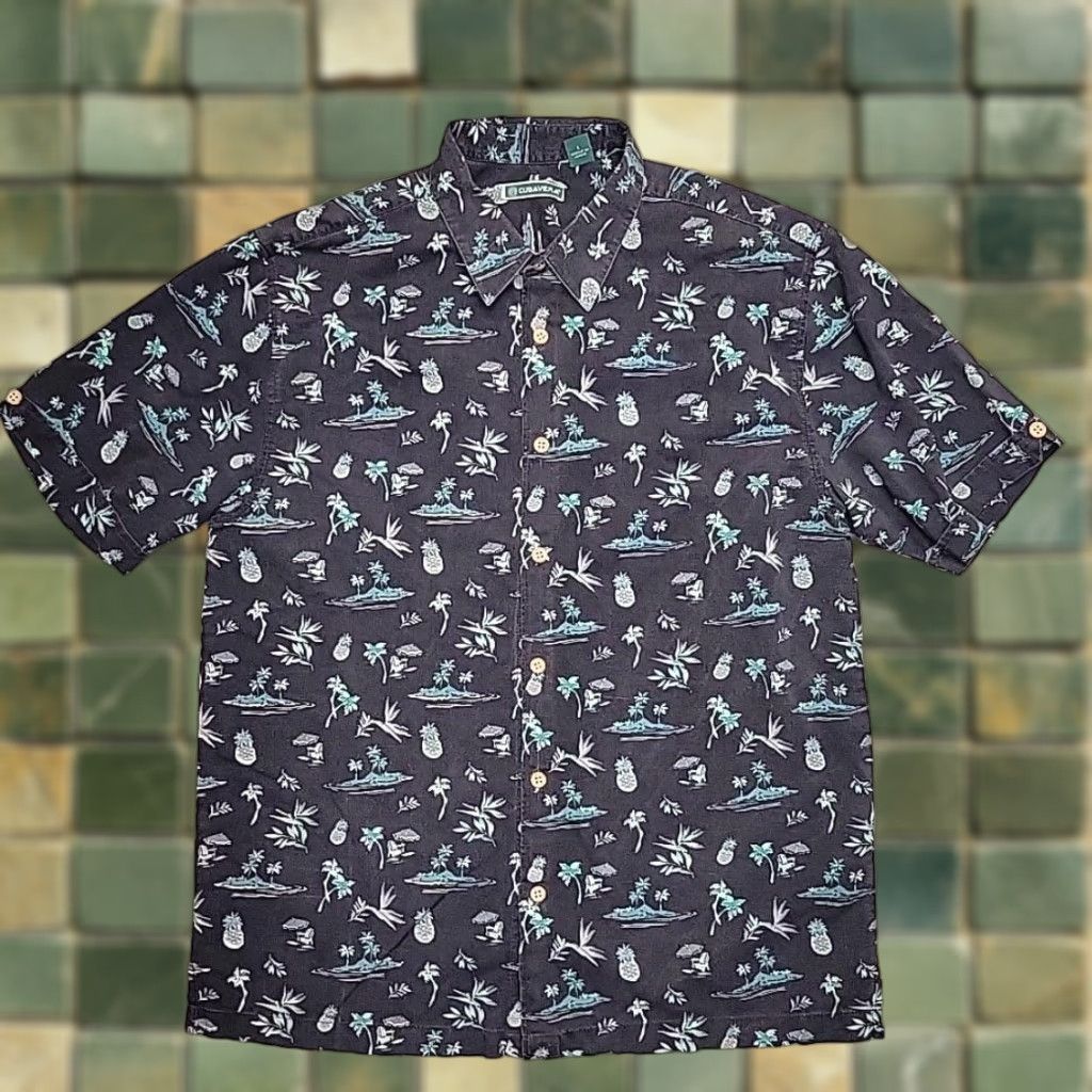 Cubavera Cubavera Shirt Mens Large Blue Hawaiian Pineapple Tropical Guayabera Rayon Button-Up Short Sleeve Collared Casual N/A Mens Size US L / EU 52-54 / 3 - 1 Thumbnail