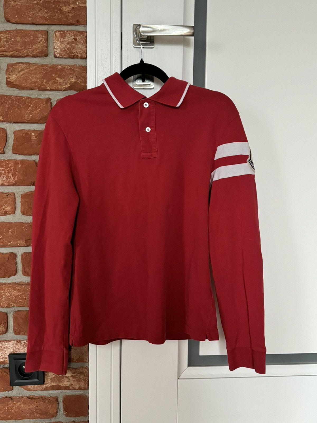 image of Moncler Polo Longsleeve in Red, Men's (Size Medium)