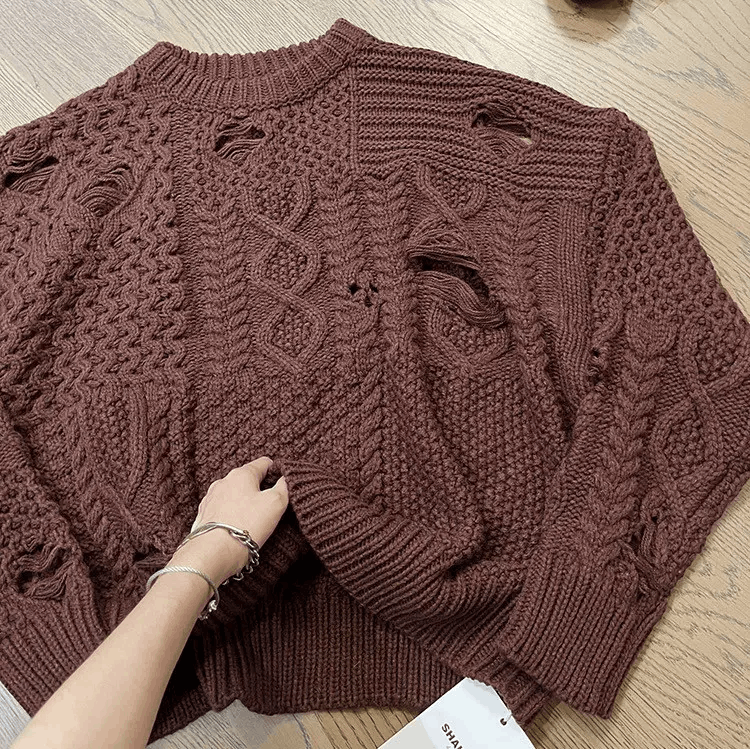 Japanese Brand × Vintage Retro distressed damage cable knit grunge sweater knitwear Size US M / EU 48-50 / 2 - 9 Thumbnail
