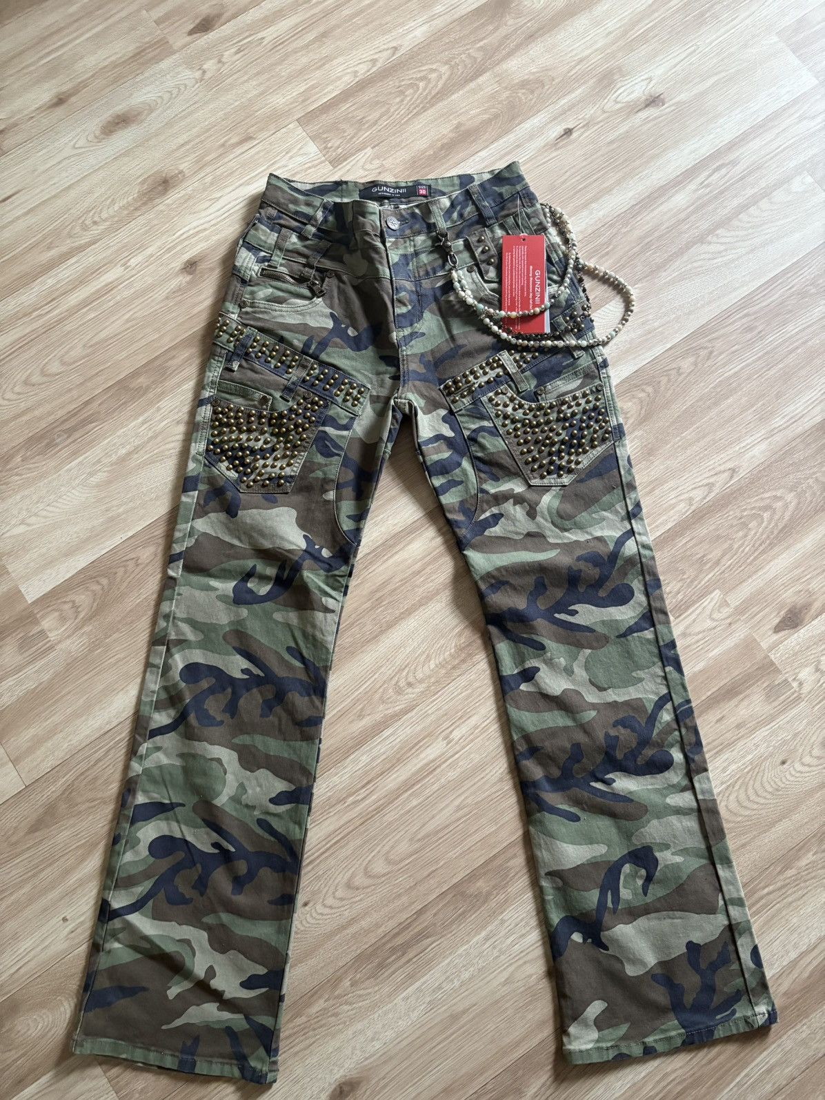 Gunzinii Studded Camo Pants w/ Wallet Chain Size 30 & 38