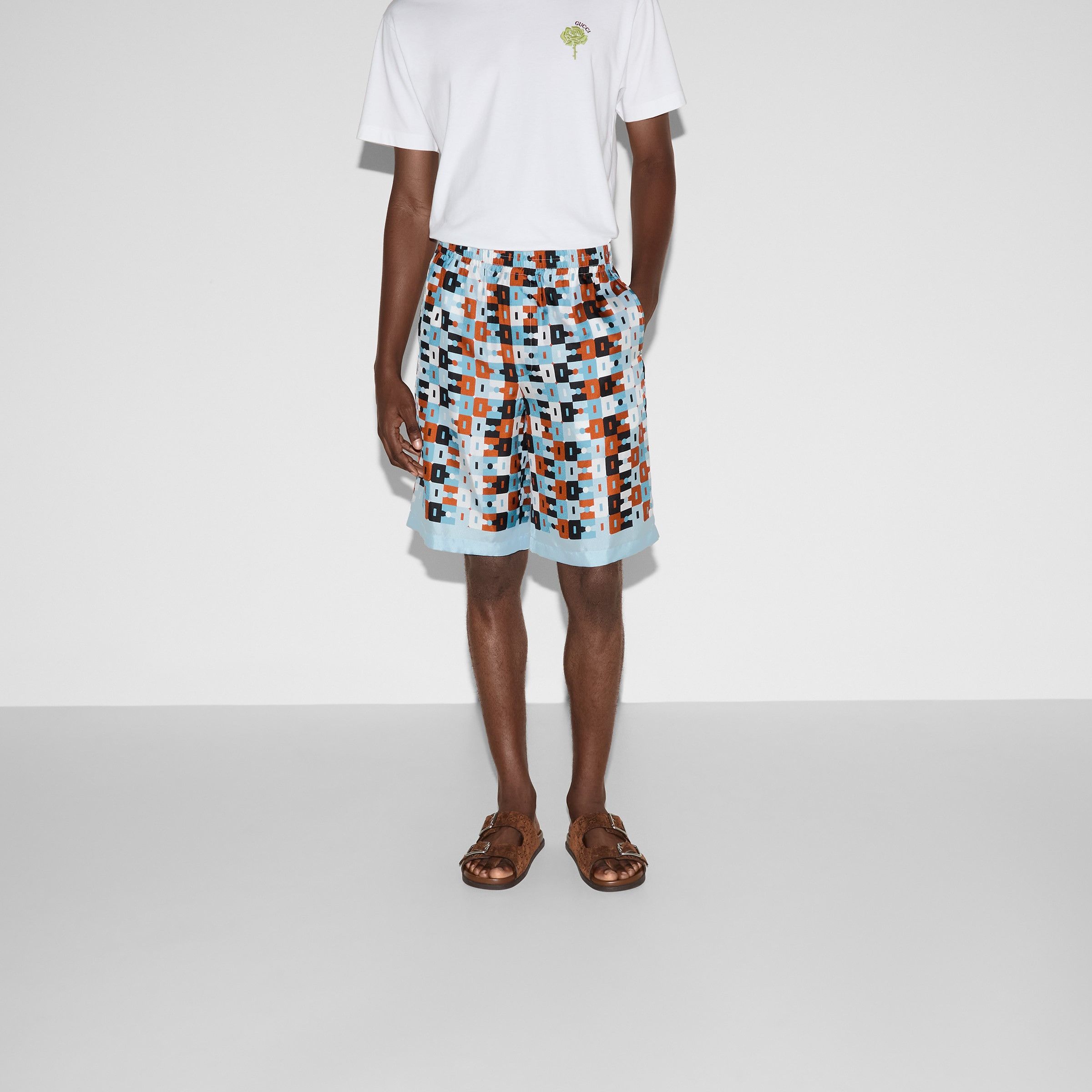 Gucci o1mt1gz0226 Printed Silk Twill Shorts in Multicolor Size US 32 / EU 48 - 3 Thumbnail