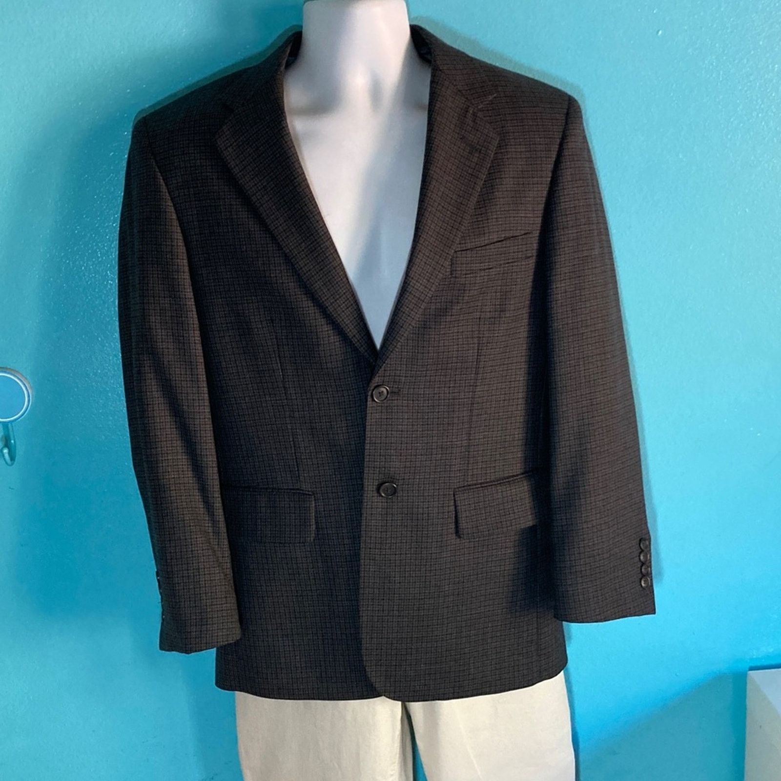 Pronto Uomo Pronto Uomo Mens Size 36 S Gray Herringbone Wool Blazer Size 36S - 6 Thumbnail