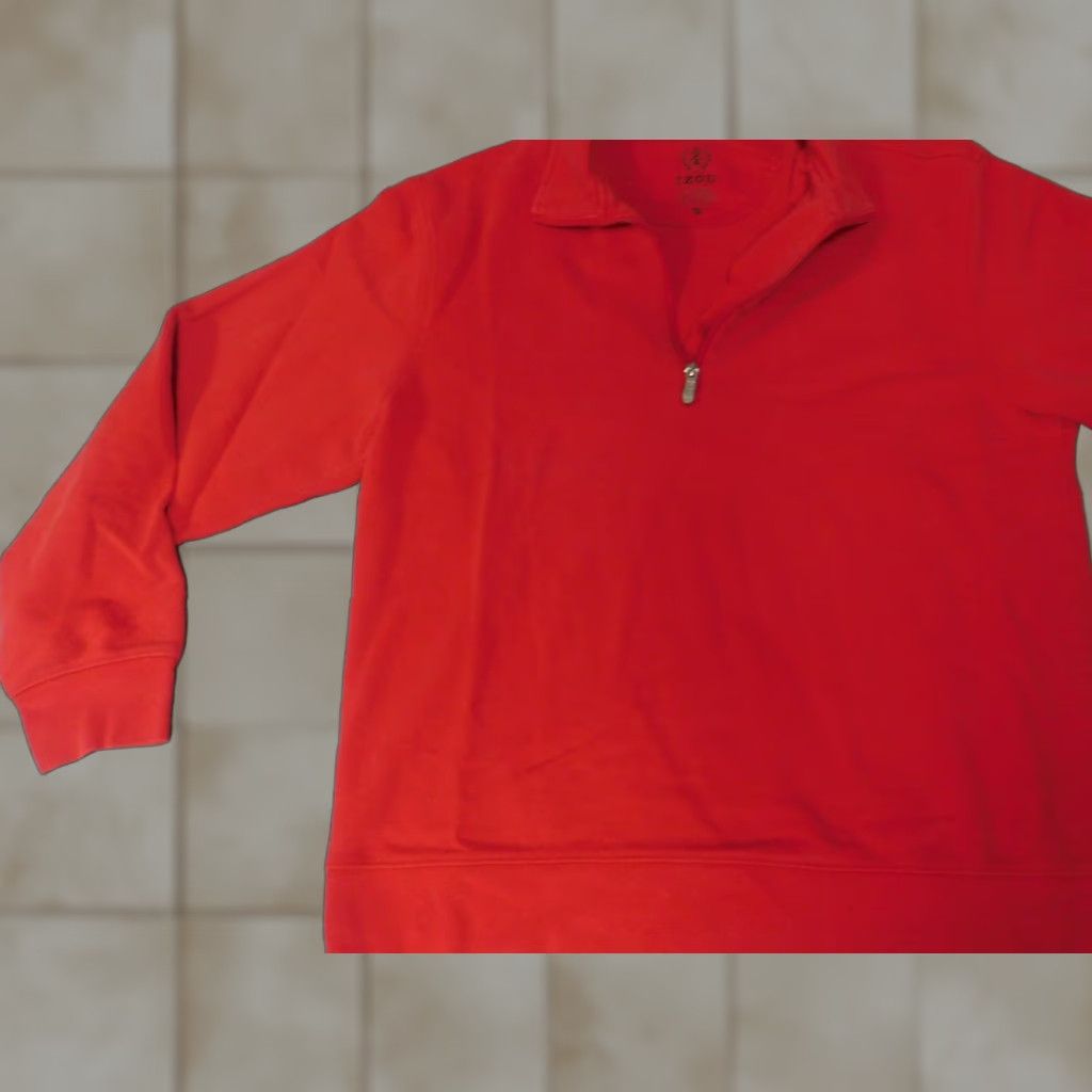 Izod Izod Sweater Pullover 1/4 Zip Red M Mens Knitted Zip Zipper Mock Neck Cotton Knit Regular Long Sleeve Casual Winter 90s American Style Vintage No Size US M / EU 48-50 / 2 - 1 Thumbnail