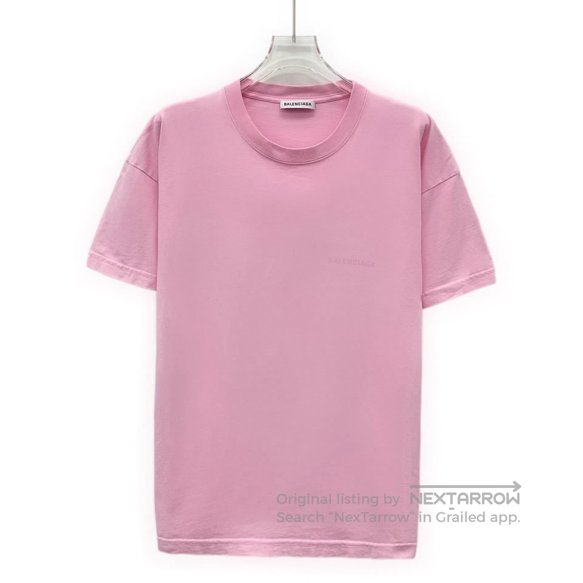Balenciaga Balenciaga Pink Letter Printed Cotton Crew Neck Short Slee Size US M / EU 48-50 / 2 - 1 Thumbnail