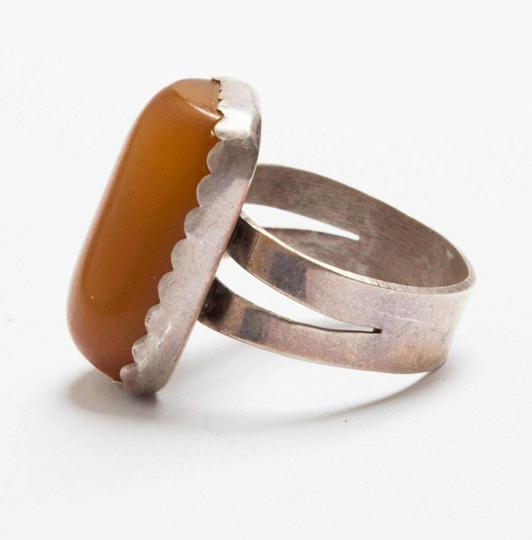 Designer Sterling Silver Butterscotch Amber Ring Size ONE SIZE - 2 Thumbnail