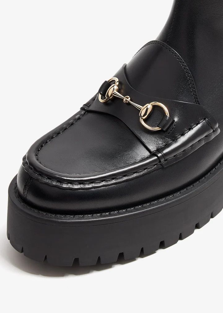 Gucci oc11z1025 Horsebit Boots With Lug Sole in Black Size US 8 / IT 38 - 4 Thumbnail