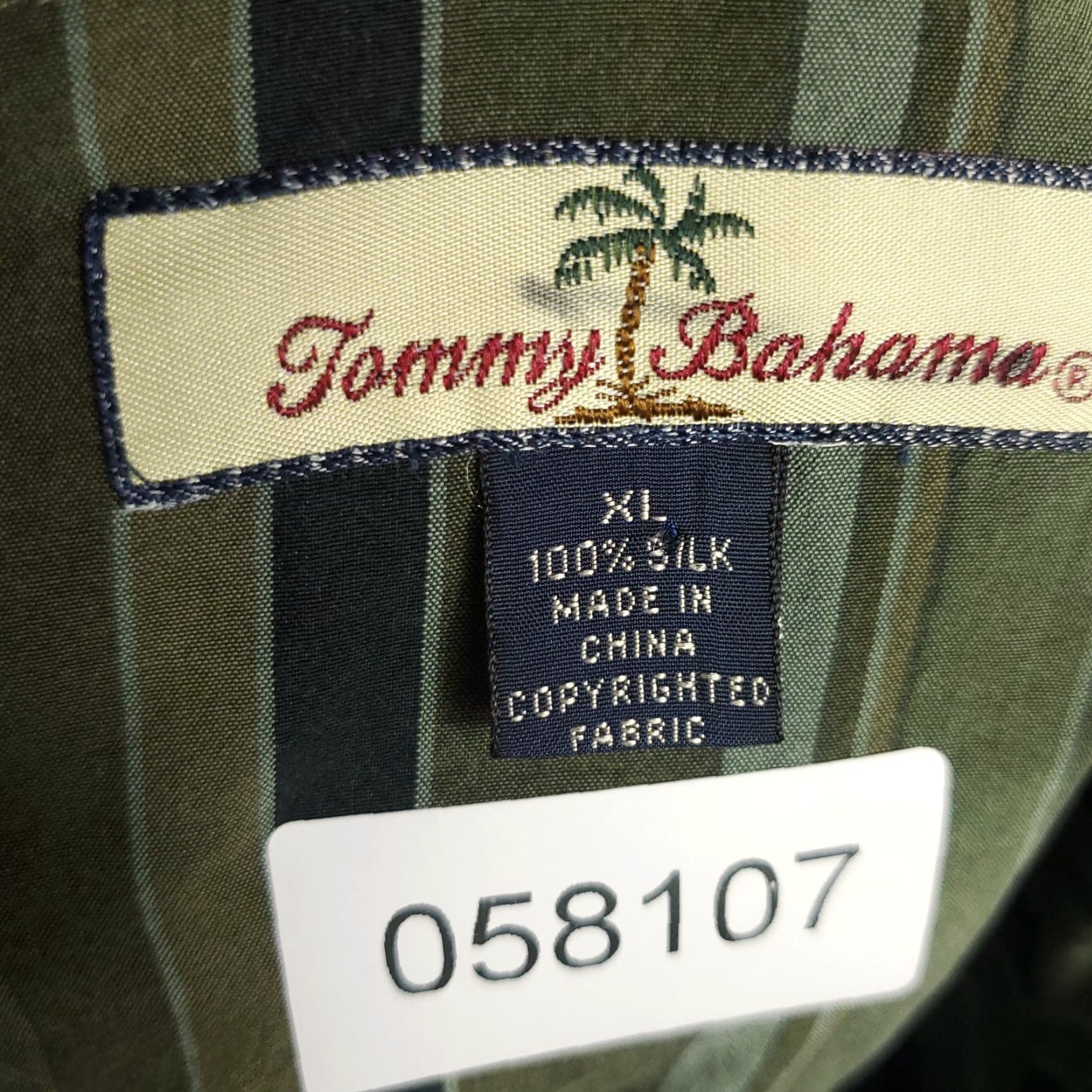 Tommy Bahama Tommy Bahama Shirt Mens XL Green Striped Silk Hawaiian Button Up Short Sleeve Size US XL / EU 56 / 4 - 7 Thumbnail