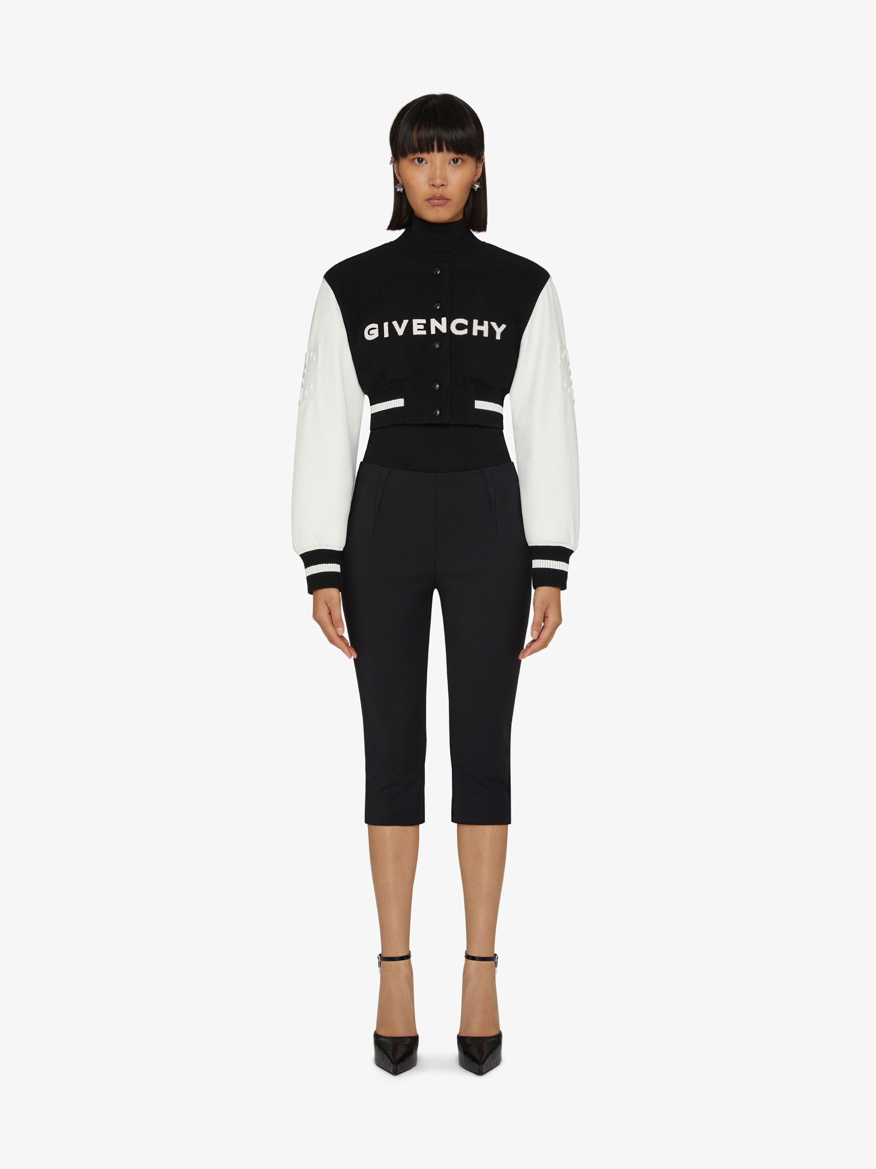 Givenchy o1srvl11e0725 Cropped Varsity Sleeves New Rib in Black/White Size XS / US 0-2 / IT 36-38 - 2 Thumbnail