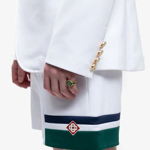 Casablanca o1mle0326 Sports Tailoring Shorts in White/Evergreen Size US 34 / EU 50 - 5 Thumbnail