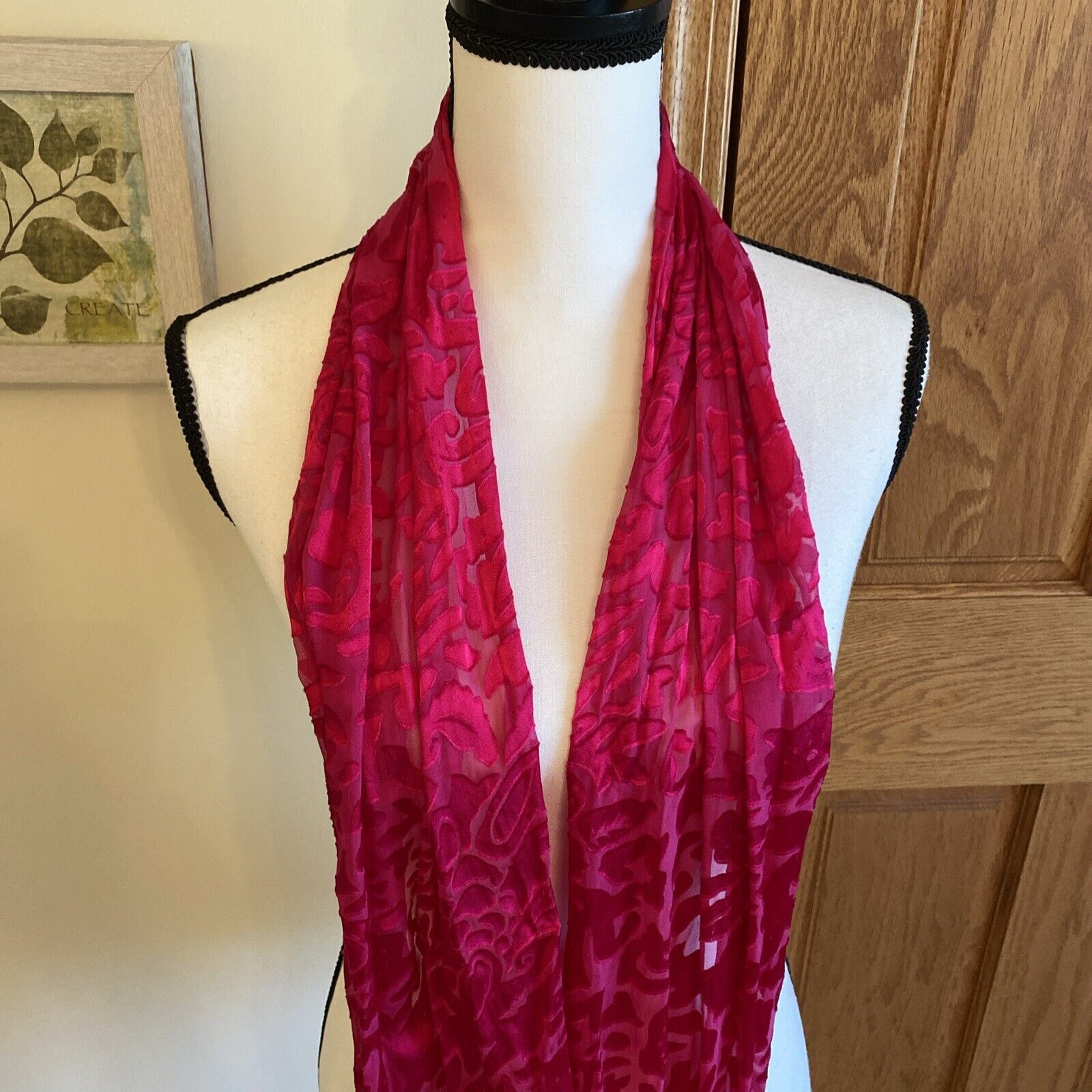 Other Women's Rectangular Long Tie Dye Scarf Fuchsia Hand Dyed Sa Size ONE SIZE - 3 Thumbnail