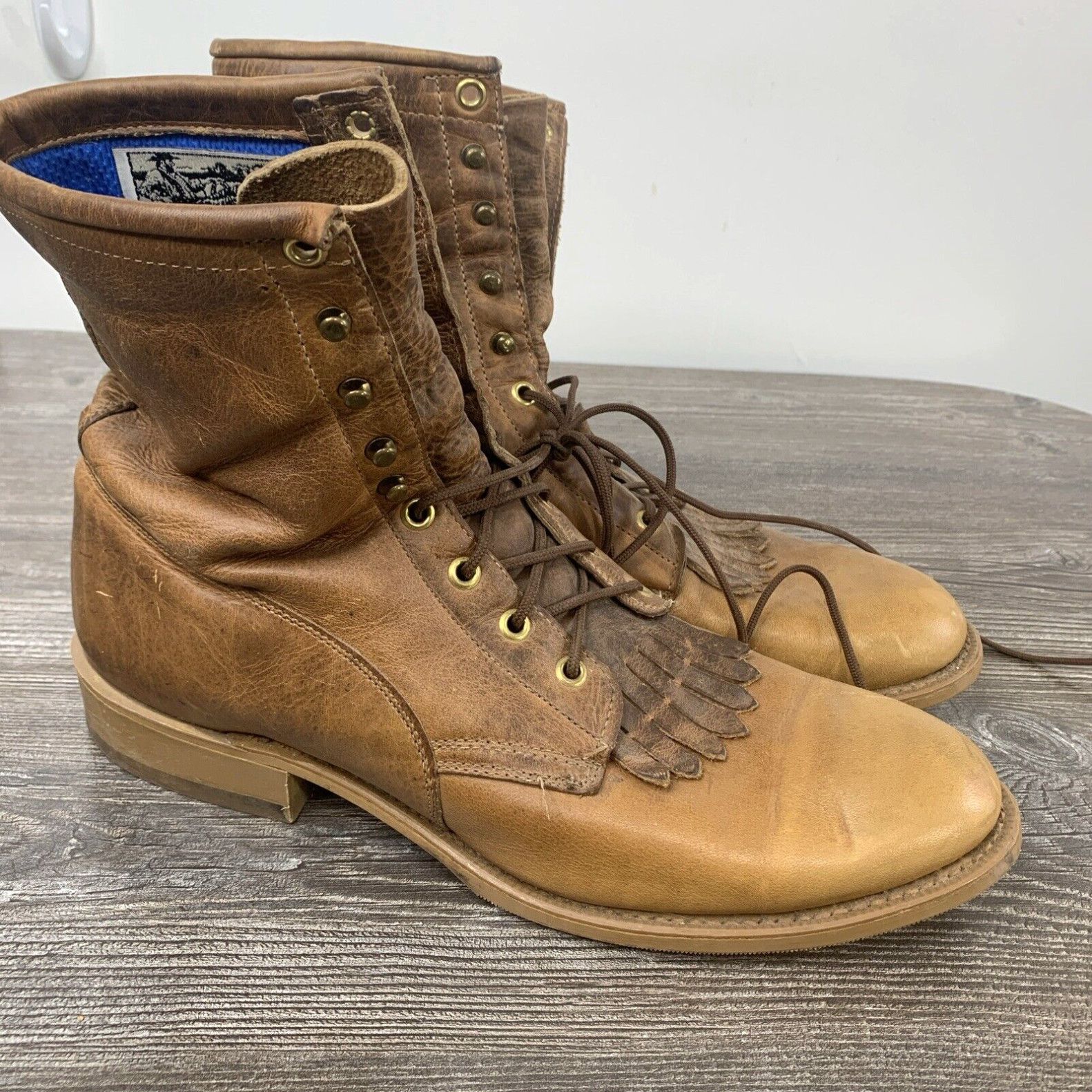 Wrangler Vintage WRANGLER Great Western Boot Co Brown Lace Up Leather Boots Mens 9M USA Grailed