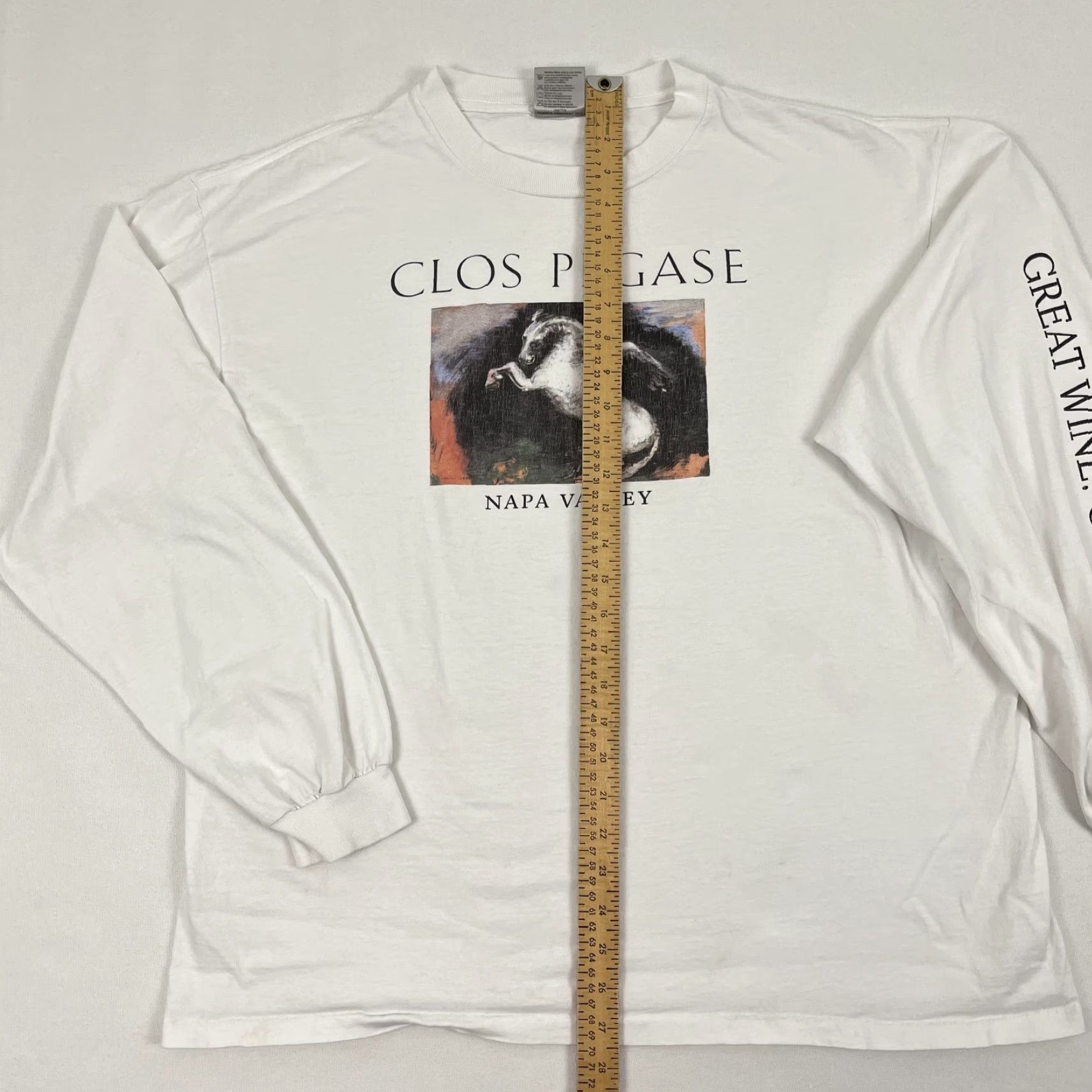 Vintage VINTAGE Napa Valley Clos Pegase Shirt Mens XL White Wine Art Horse Winery California Logo Graphic Print T-Shirt Mens Boys Womens 1990s Retro Classics Size US XL / EU 56 / 4 - 4 Thumbnail