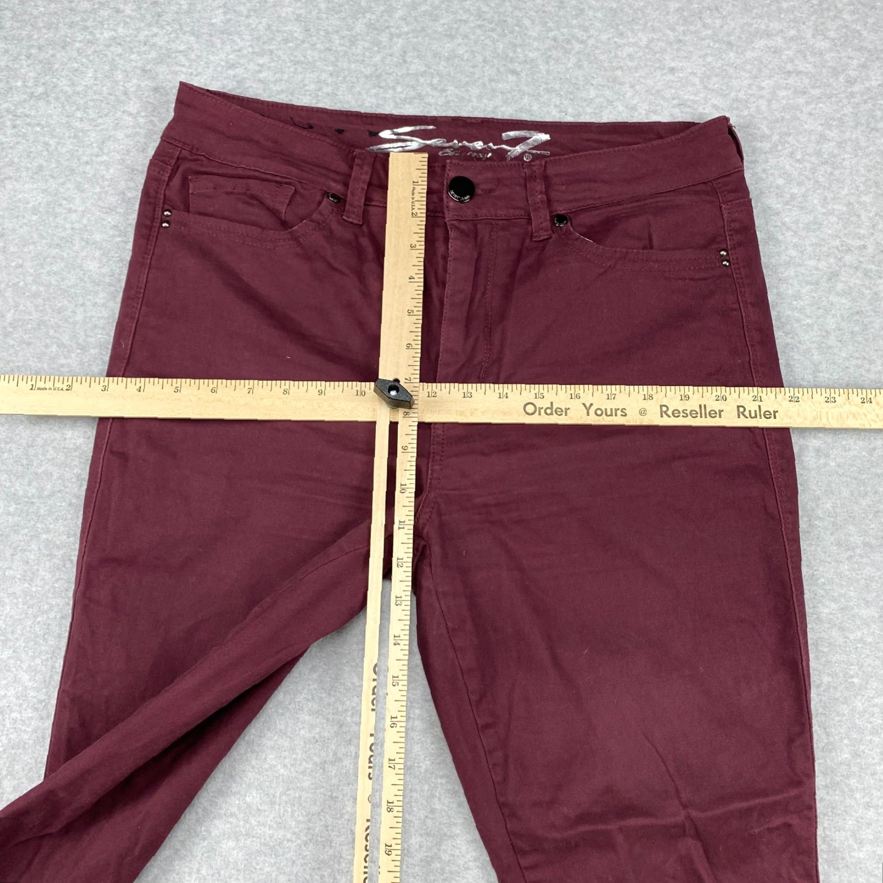 Vintage Seven7 Pants Womens 12 Maroon High Rise Skinny Stretch Pockets Size 34" / US 12 / IT 48 - 5 Thumbnail