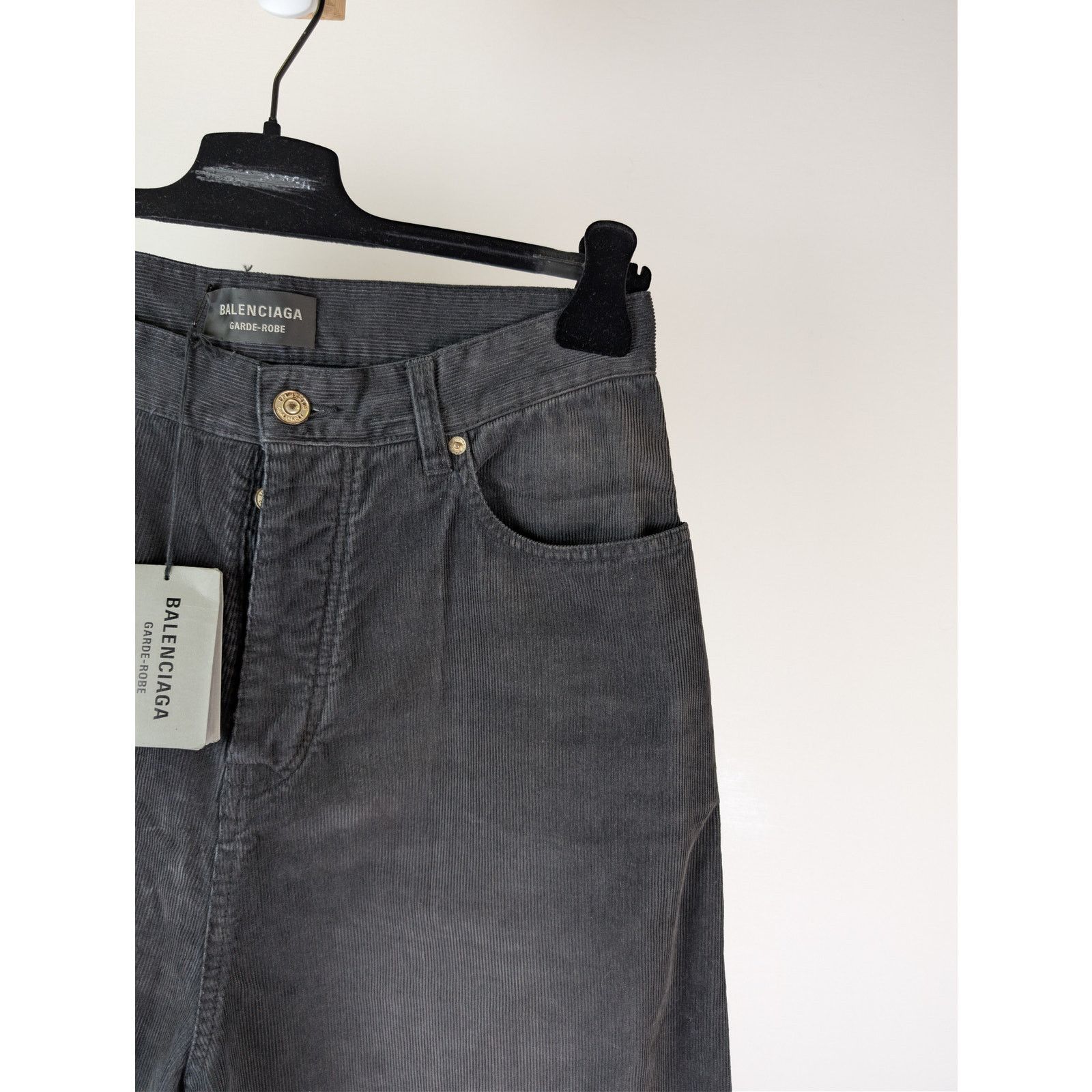 Balenciaga o1rshd1 Japanese Cotton Corduroy Denim Baggy Pants in Black Size US 28 / EU 44 - 5 Thumbnail