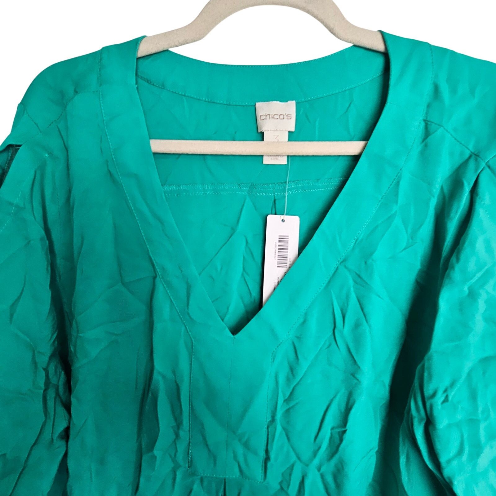 Chicos Chicos Womens V-Neck Blouse Lace Up Cold Shoulder Size 3 XL Size XL / US 12-14 / IT 48-50 - 2 Thumbnail