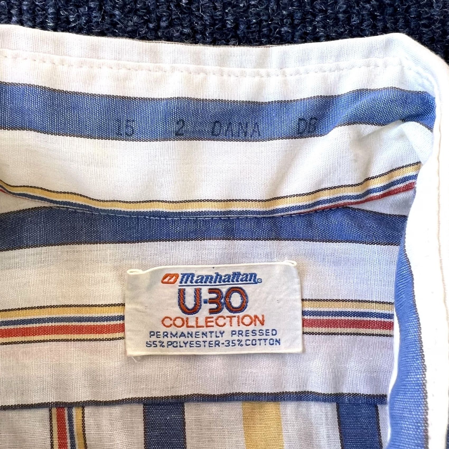 Vintage VINTAGE Manhattan Shirt Mens Medium Striped Button Down U-30 Collection 70s Size US M / EU 48-50 / 2 - 2 Thumbnail