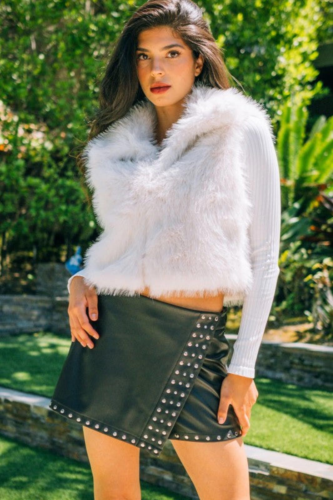 Other Foxy Faux Fur Crop Vest Gilet Light Beige Size S / US 4 / IT 40 - 5 Thumbnail