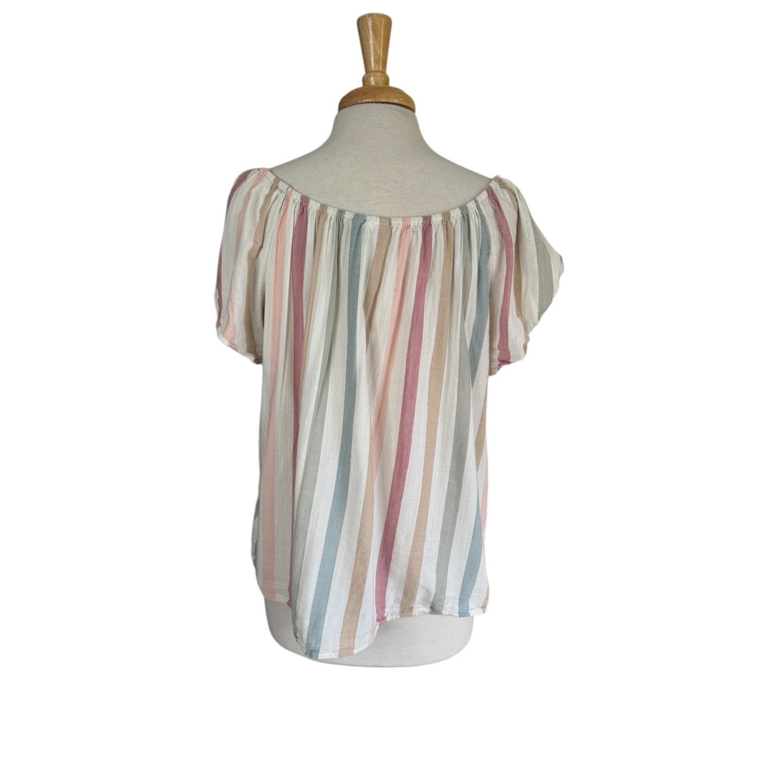 Gap GAP Soft Vertical Stripe Flutter Sleeve Blouse Large Size L / US 10 / IT 46 - 3 Thumbnail