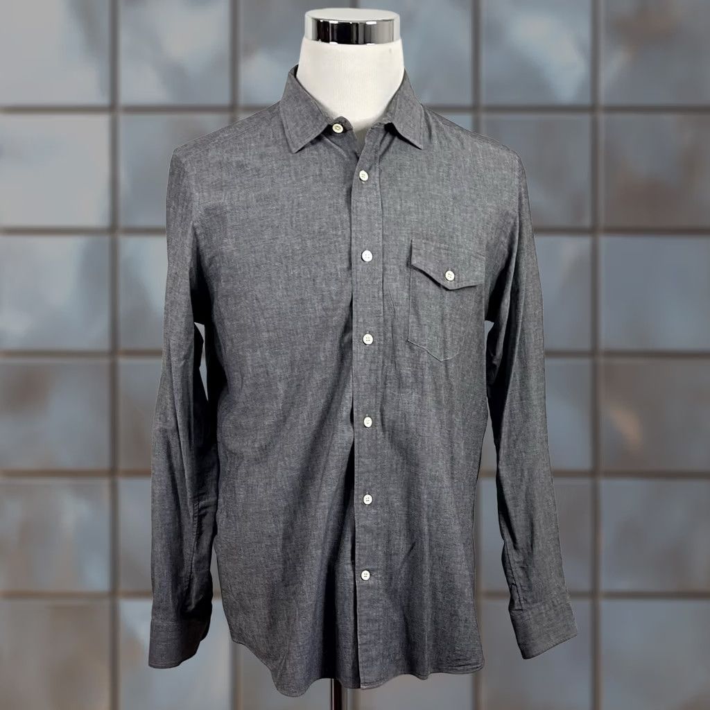 Vintage Trumaker Medium Casual Shirt Gray Chambray 100% Cotton Button Front Mens Size US M / EU 48-50 / 2 - 1 Thumbnail