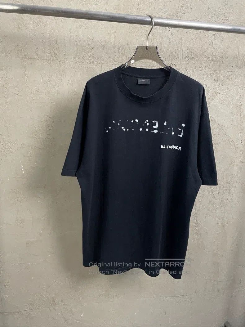 Balenciaga Balenciaga Black Ink Washed Large Logo Short Sleeve T-Shir Size US XS / EU 42 / 0 - 1 Thumbnail
