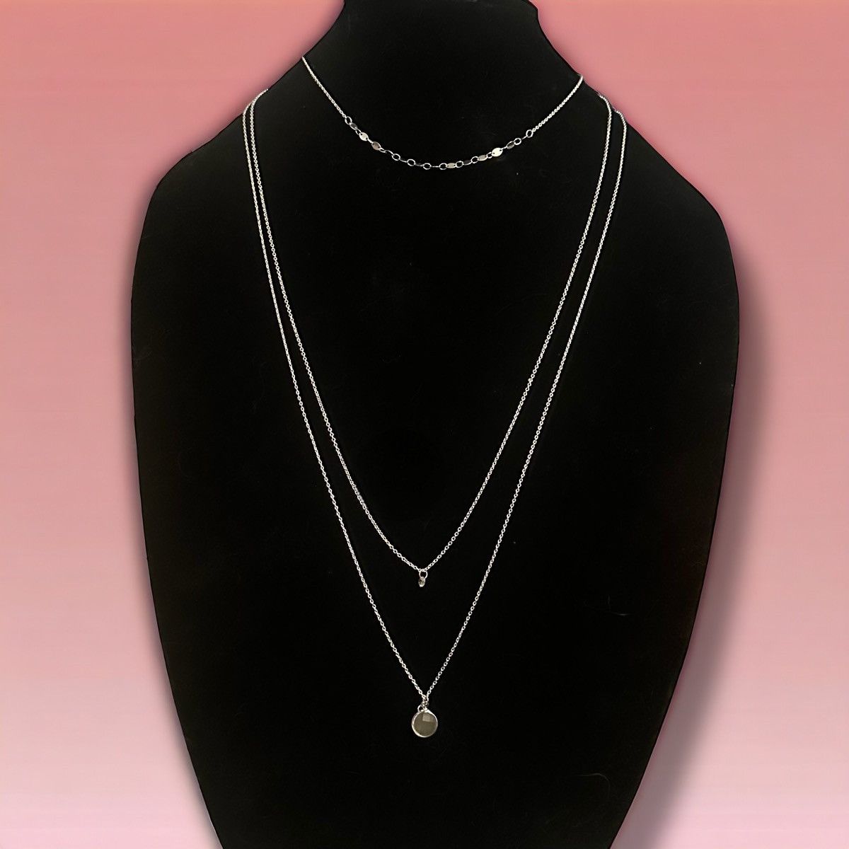 Other Long silver tone multi strand pendant necklace Size ONE SIZE - 1 Thumbnail