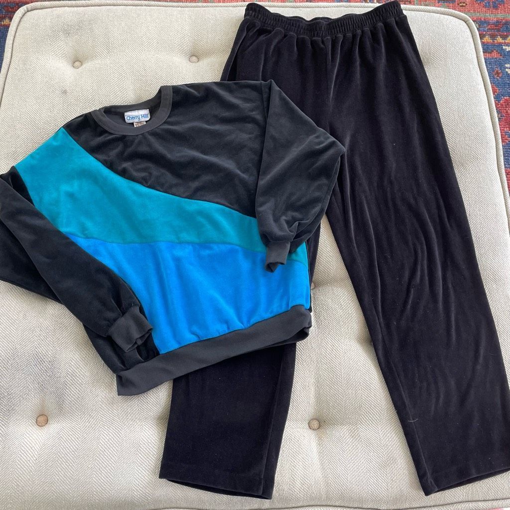 Vintage 80s Cherry Hill Abstract Velour Track Suit Sweatshir