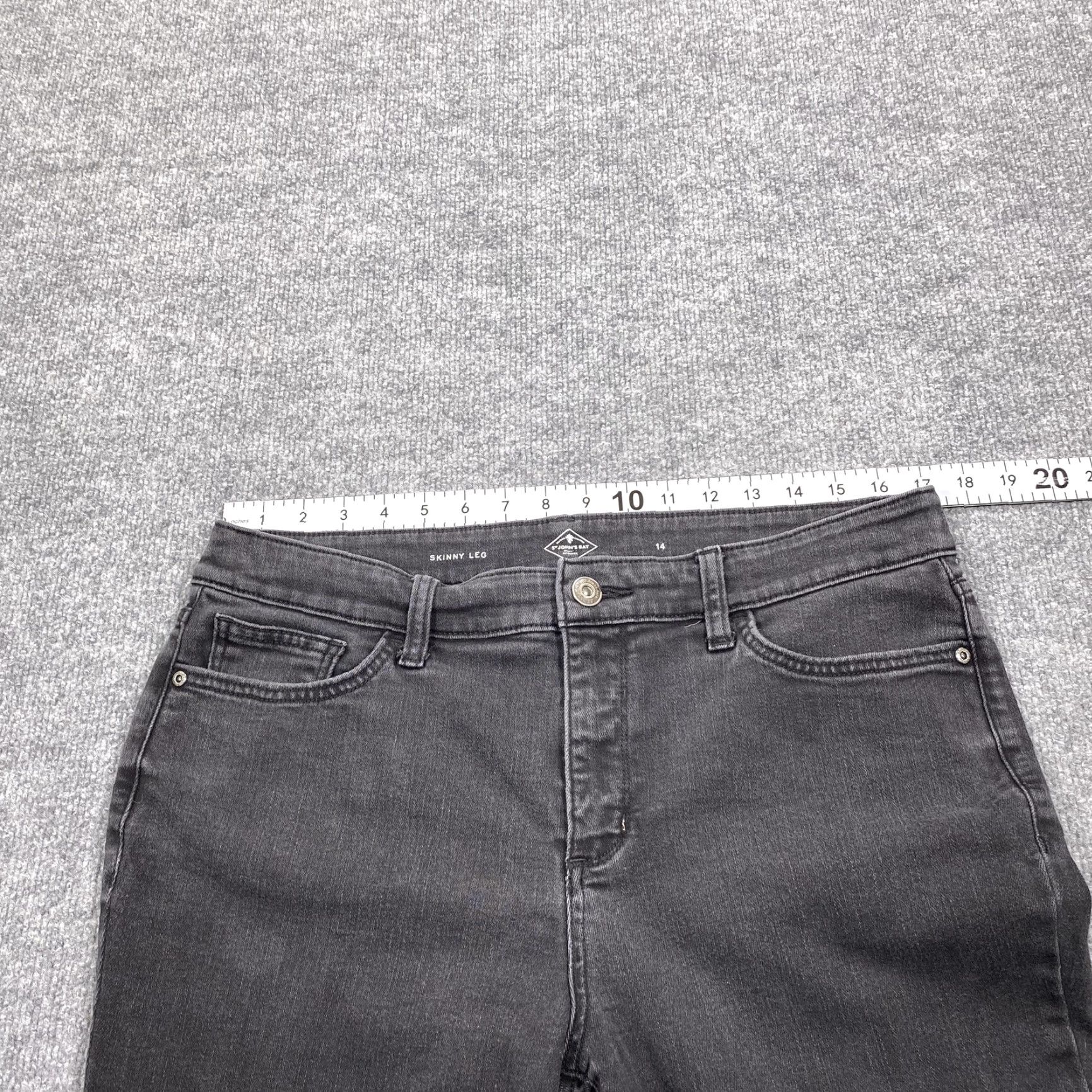 Vintage St. John's Bay Jeans Womens 14 Gray Charcoal Wash Skinny Slim Stretch Denim Jeans Size 36" / US 14 / IT 50 - 5 Thumbnail