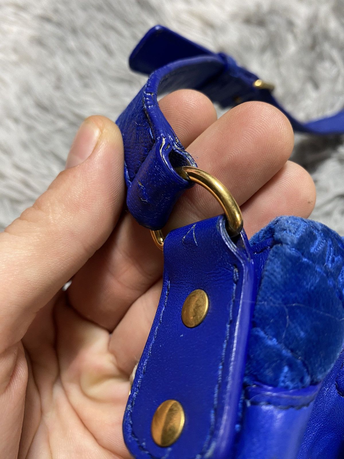 Balenciaga × Vintage Balenciaga Blue Velvet Belt Bag with Chain — Iconic Style Size ONE SIZE - 11 Thumbnail