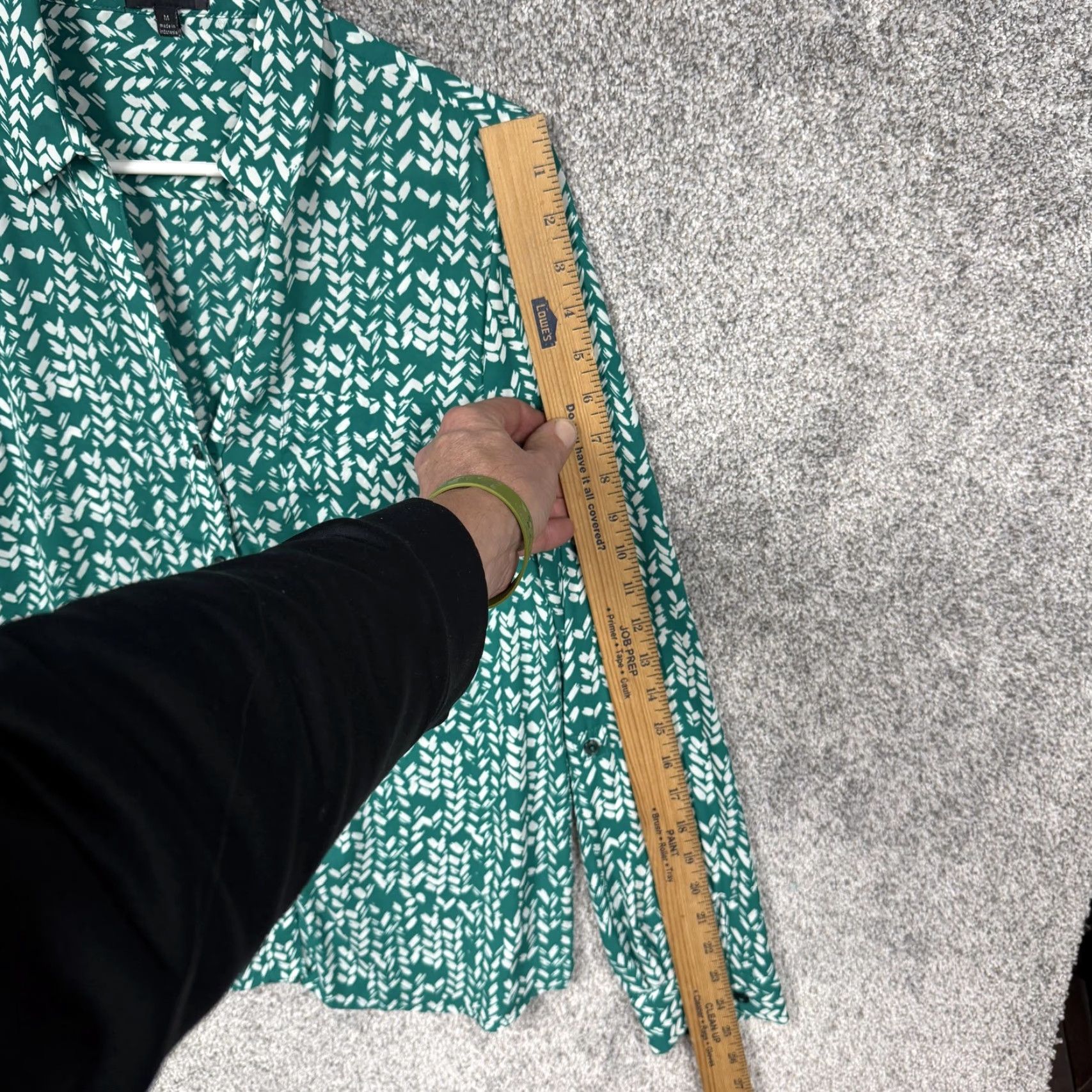 Vintage The Limited Ashton Blouse Medium Green White Chevron Minimal Office Womens Size M / US 6-8 / IT 42-44 - 3 Thumbnail