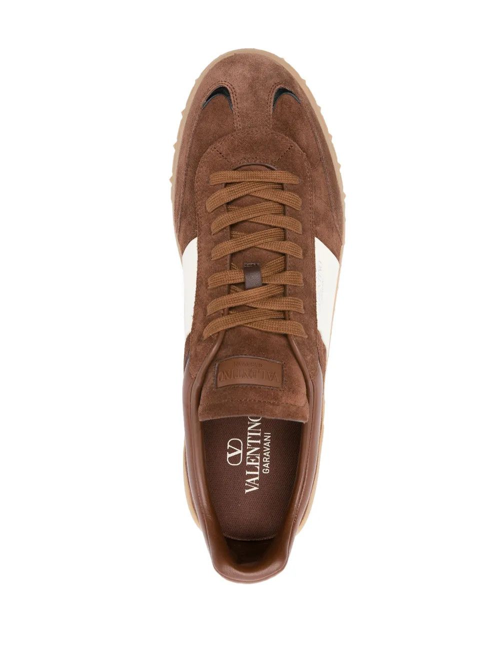 Valentino o1y0525 Logo Leather Low-Top Sneakers in Brown/White Size US 8 / EU 41 - 4 Thumbnail