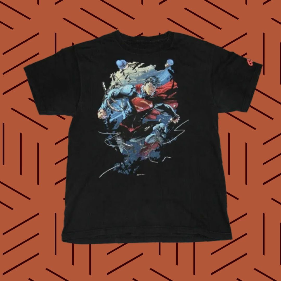 Vintage VINTAGE DC COMICS GRAPHITTI T-SHIRT Superman Batman 90s Adult Medium Black Cotton Graphic Mens Size US M / EU 48-50 / 2 - 1 Thumbnail