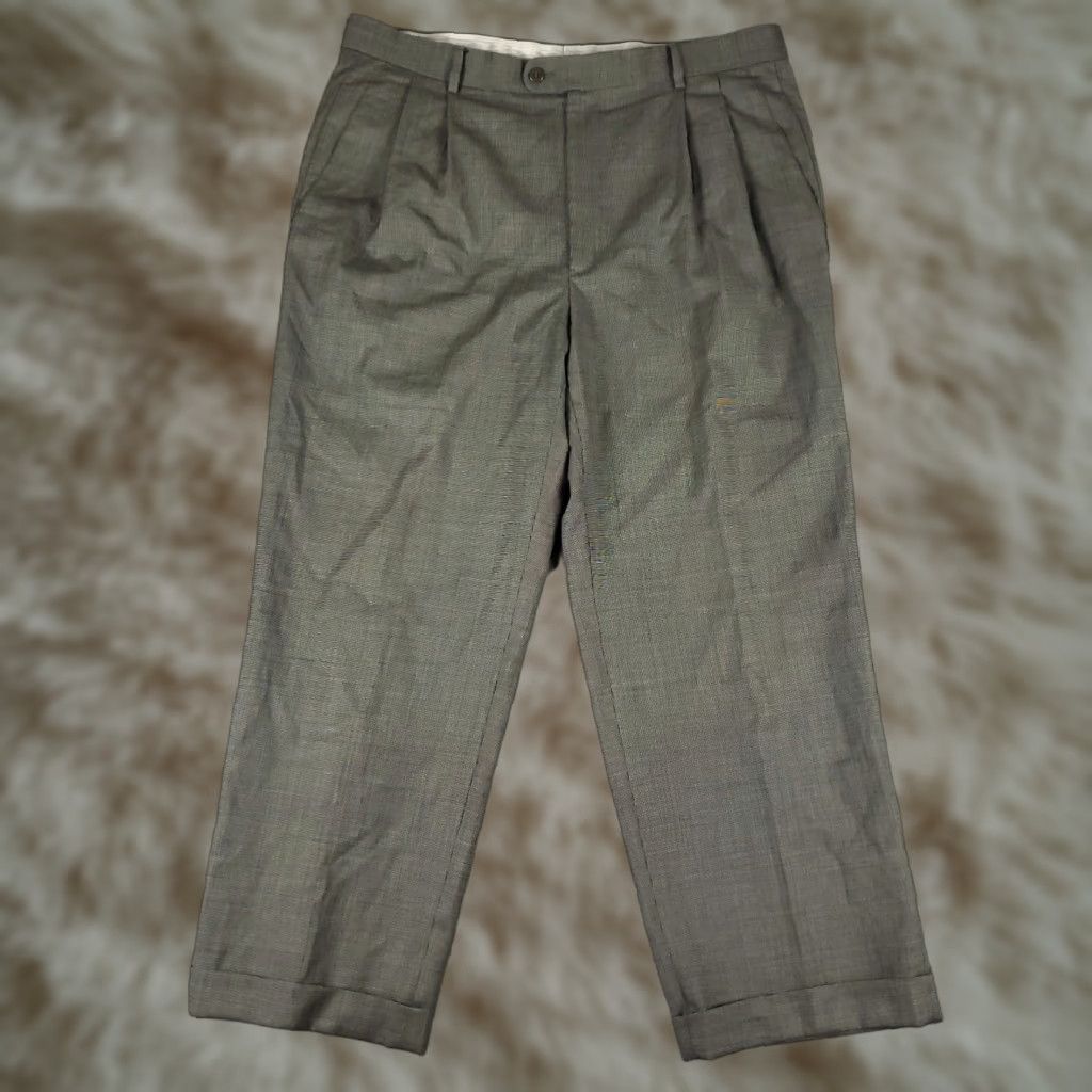 Zanella Zanella Gray Wool Pleated Chino Pants 35x28 Regular Fit Mens Size US 35 - 1 Thumbnail