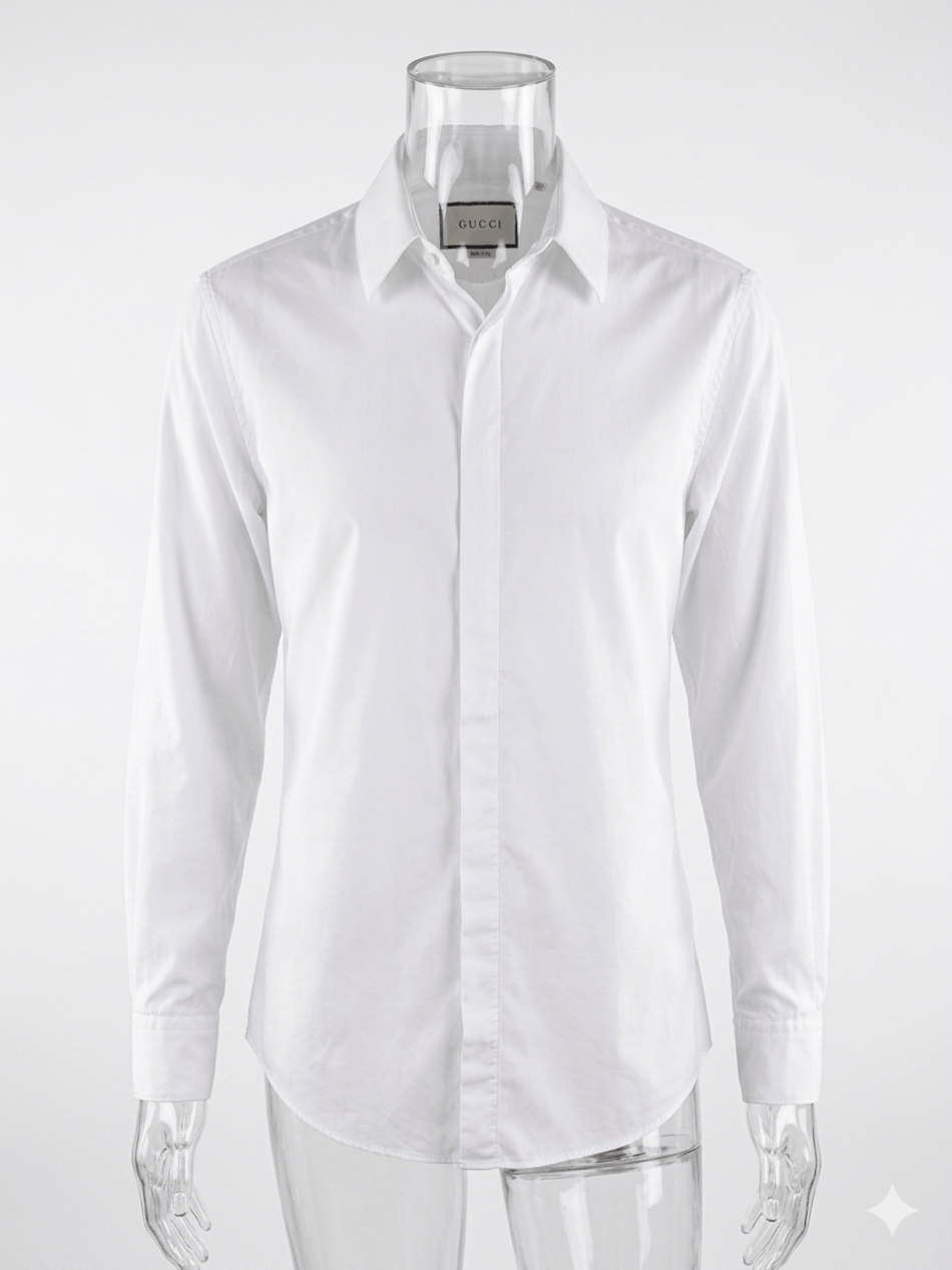 Gucci Gucci White Poplin Long Skinny Formal Classic Dress Shirt Size US L / EU 52-54 / 3 - 10 Thumbnail