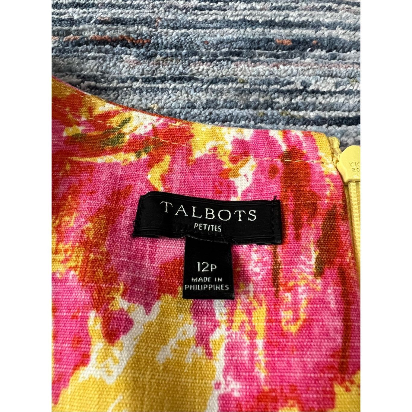 Other Talbots Colorful Floral Watercolor Print V Neck Shift Dress Size XL / US 12-14 / IT 48-50 - 5 Thumbnail